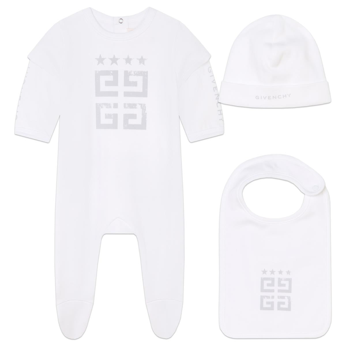 Baby Boys & Girls White Cotton Babysuit Set