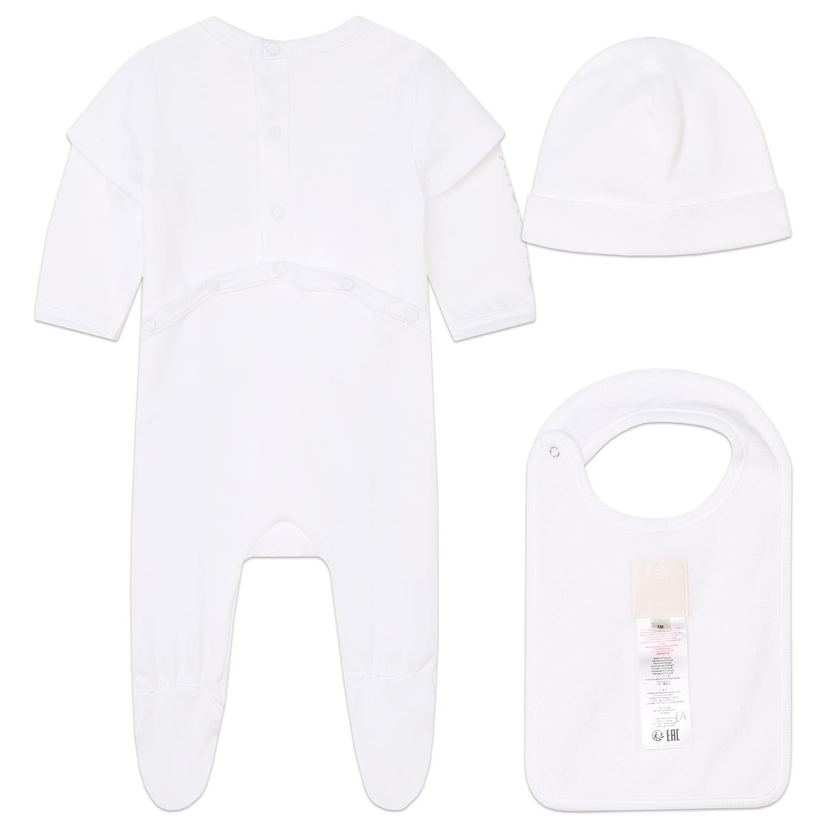 Baby Boys & Girls White Cotton Babysuit Set