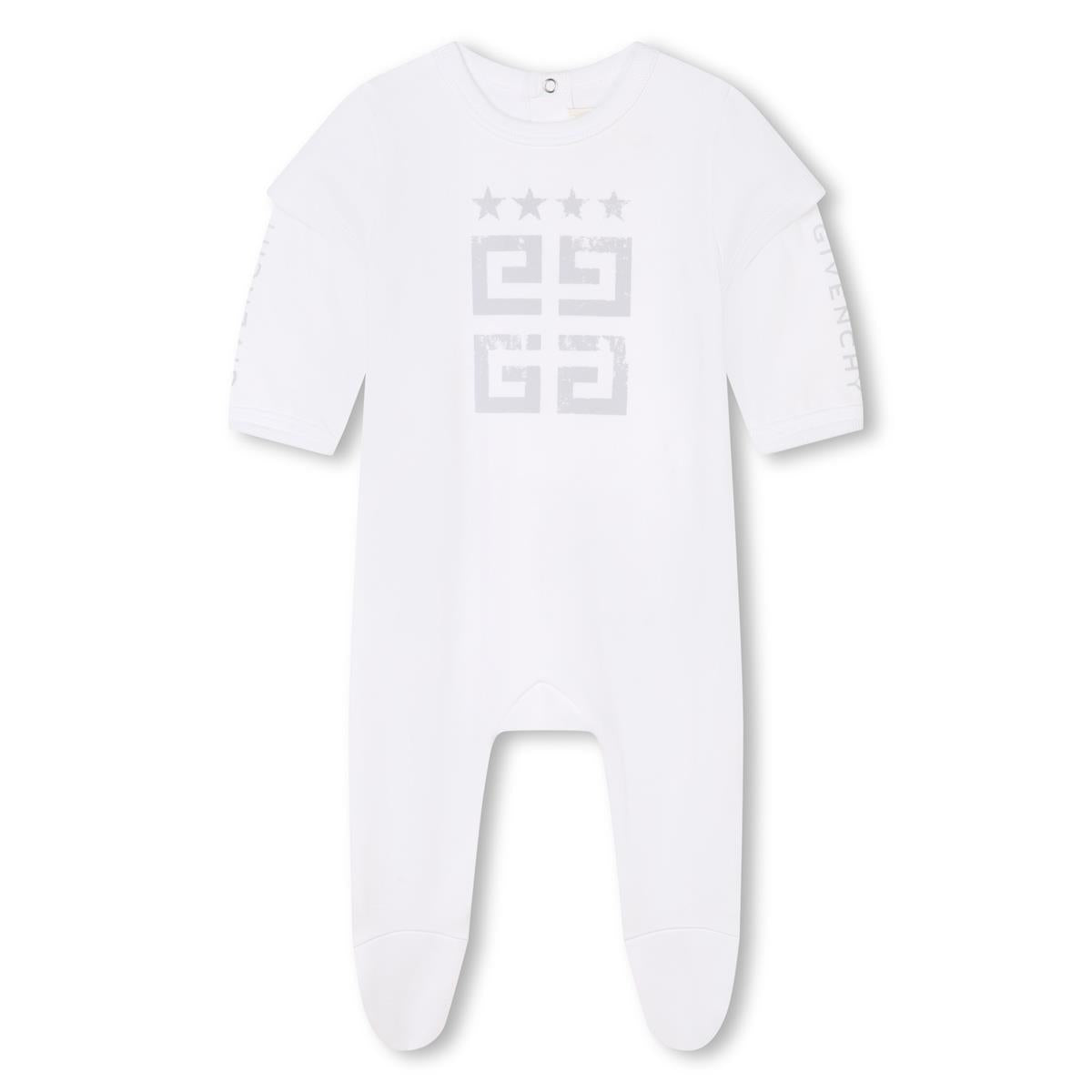 Baby Boys & Girls White Cotton Babysuit Set