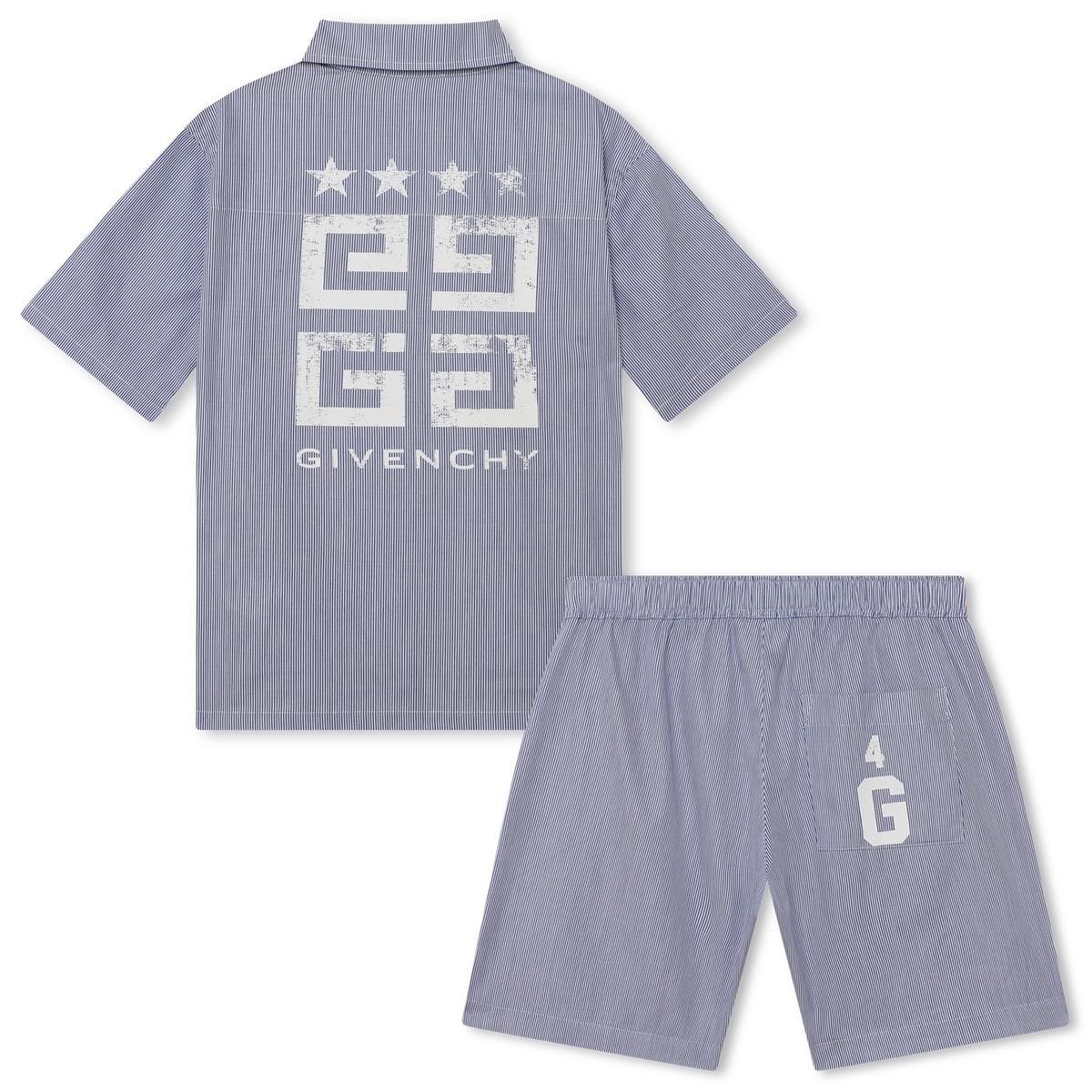 Boys Blue Stripes Cotton Set