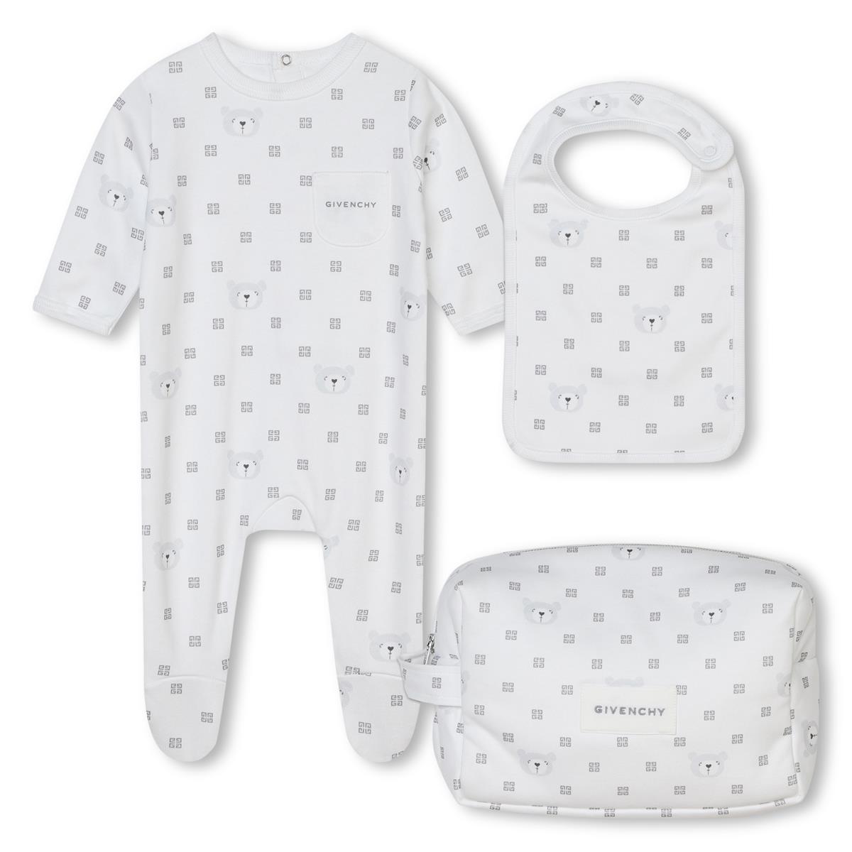 Baby Boys & Girls White Cotton Babysuit Set