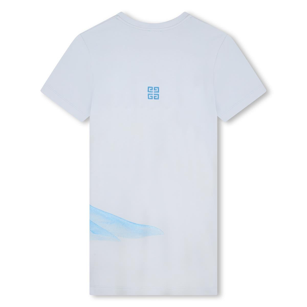 Girls Light Blue Printed Cotton Dress