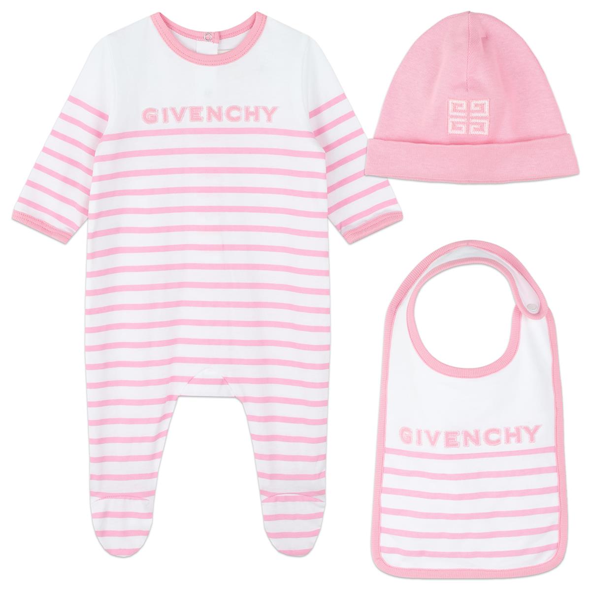 Baby Boys & Girls Pink Stripes Cotton Babysuit Set