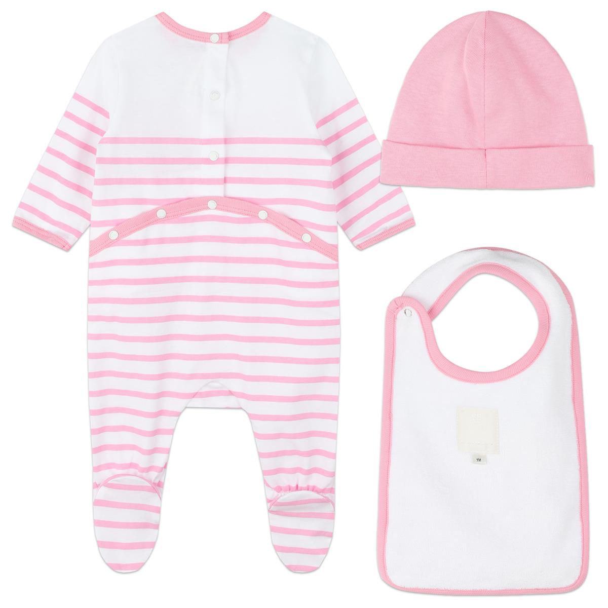 Baby Boys & Girls Pink Stripes Cotton Babysuit Set