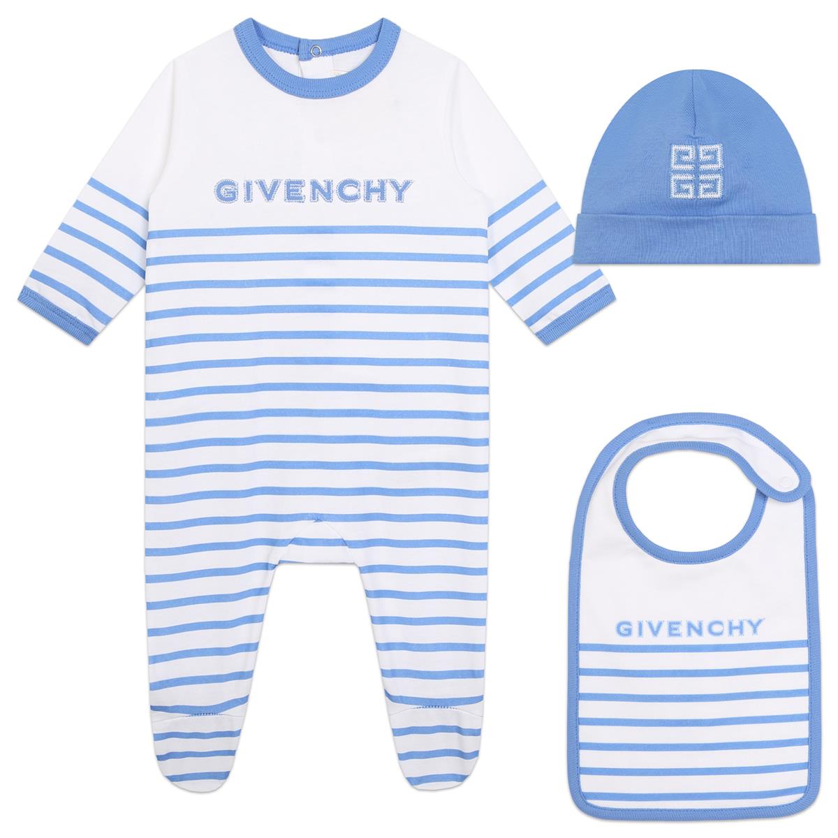 Baby Boys & Girls Blue Stripes Cotton Babysuit Set