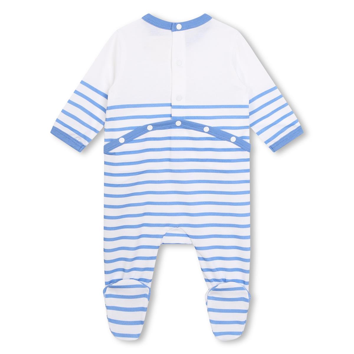 Baby Boys & Girls Blue Stripes Cotton Babysuit Set