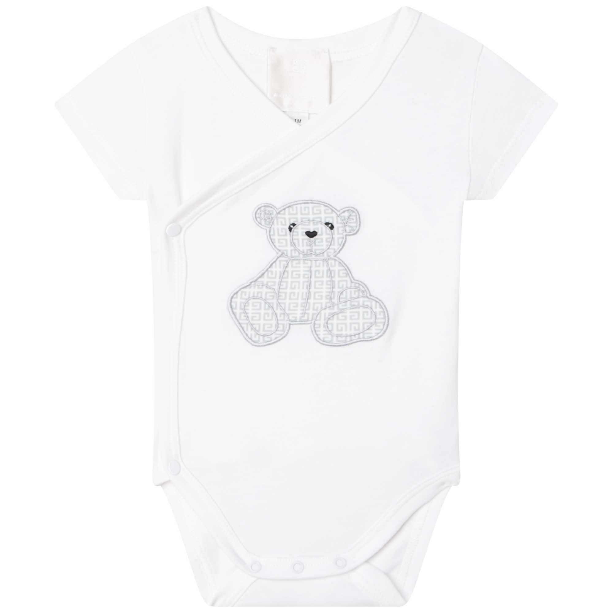 Baby Boys & Girls White Cotton Babysuit Set