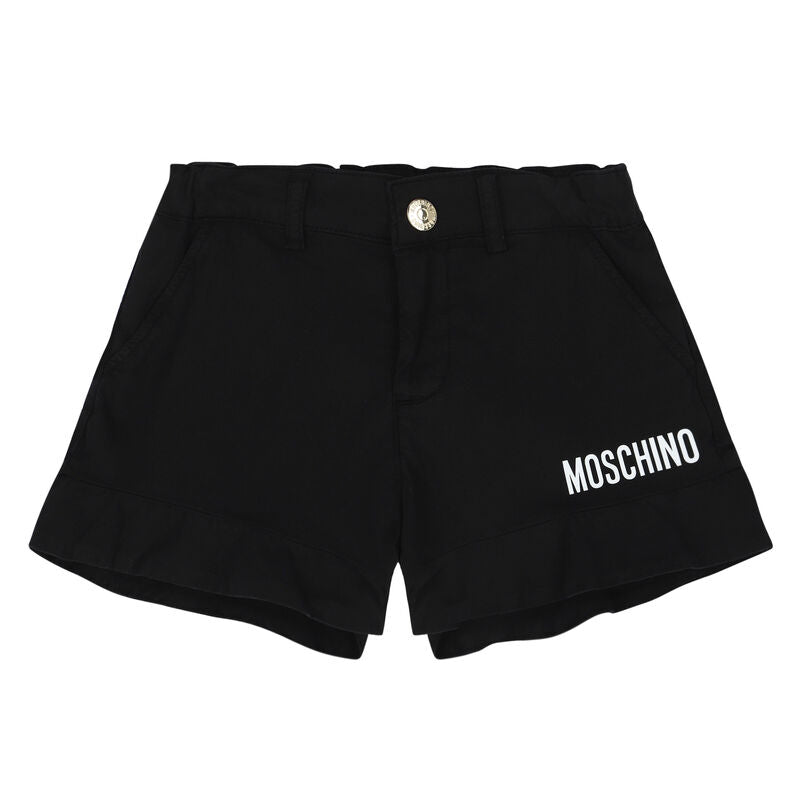 Girls Black Cotton Shorts