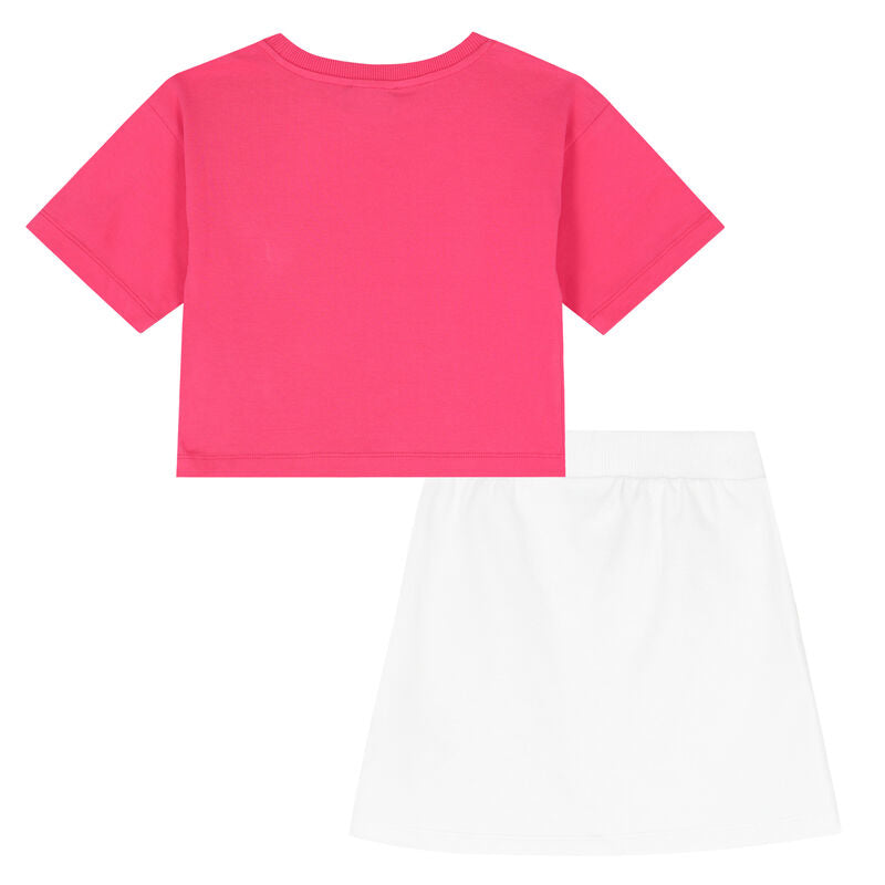 Girls Pink Cotton T-Shirt Set