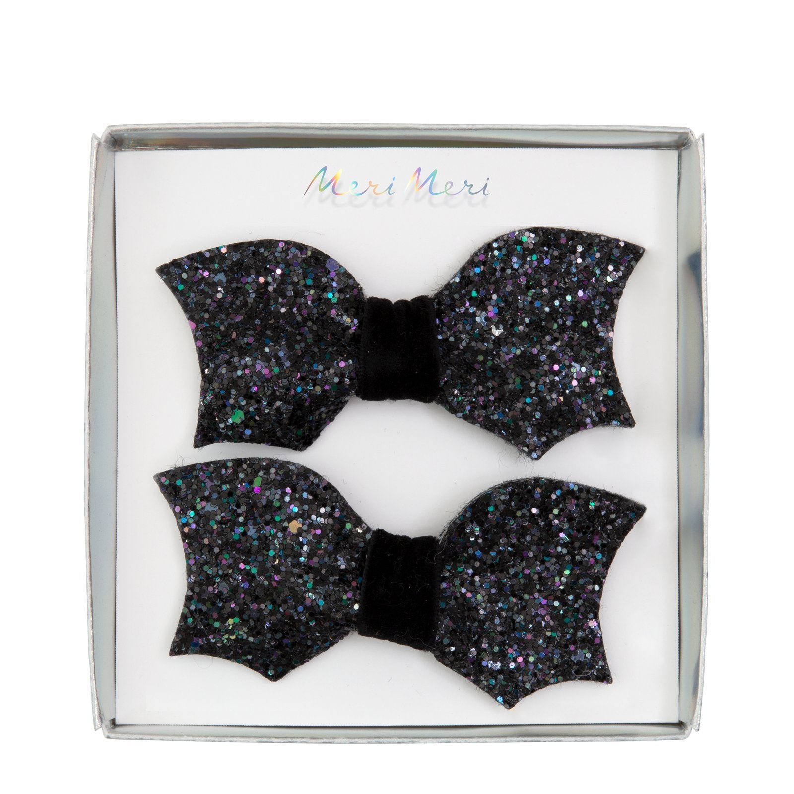 Bat Bow Glitter Hair Clips