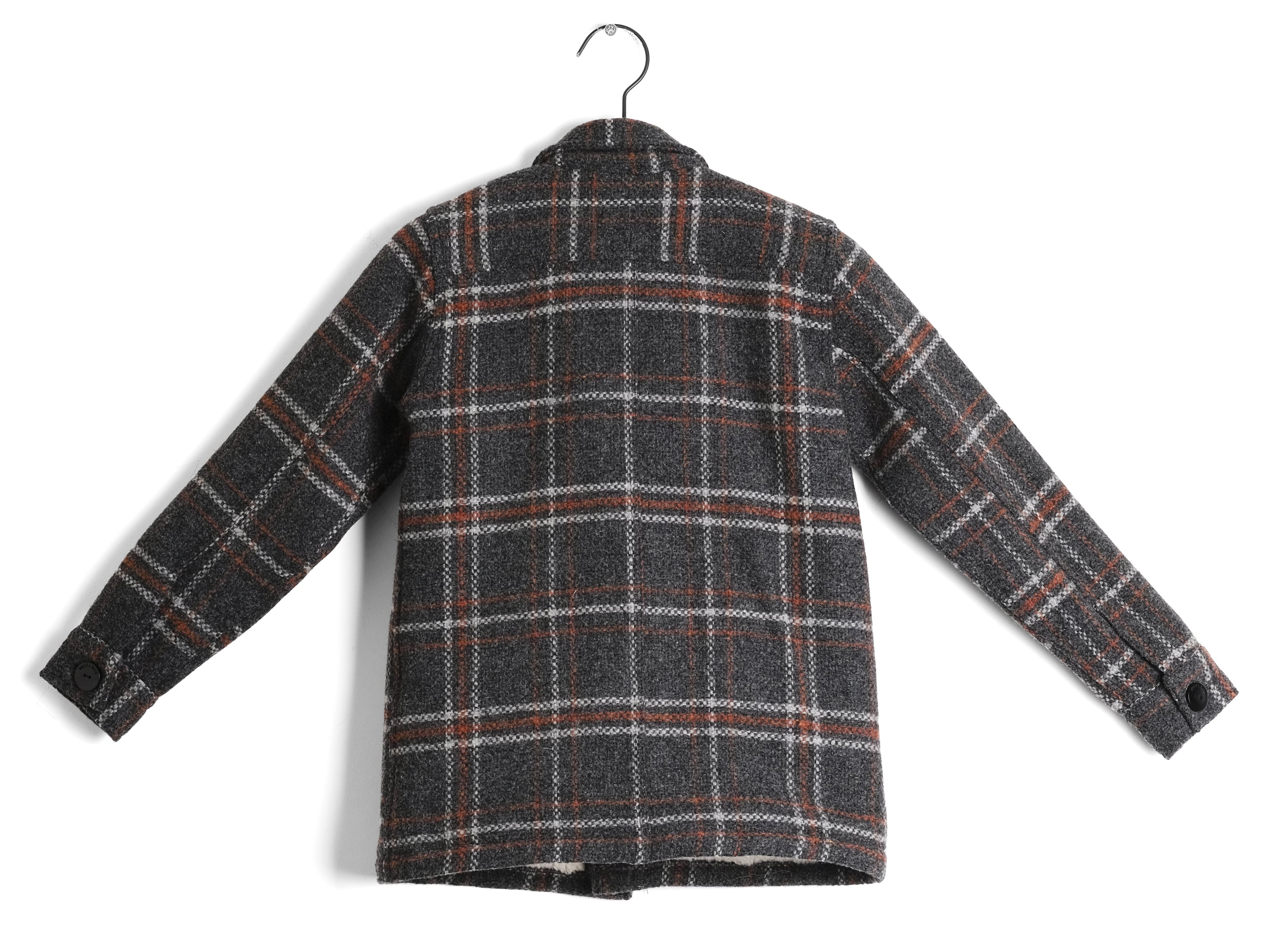 Boys Grey Check Faux Fur Lining Shirt