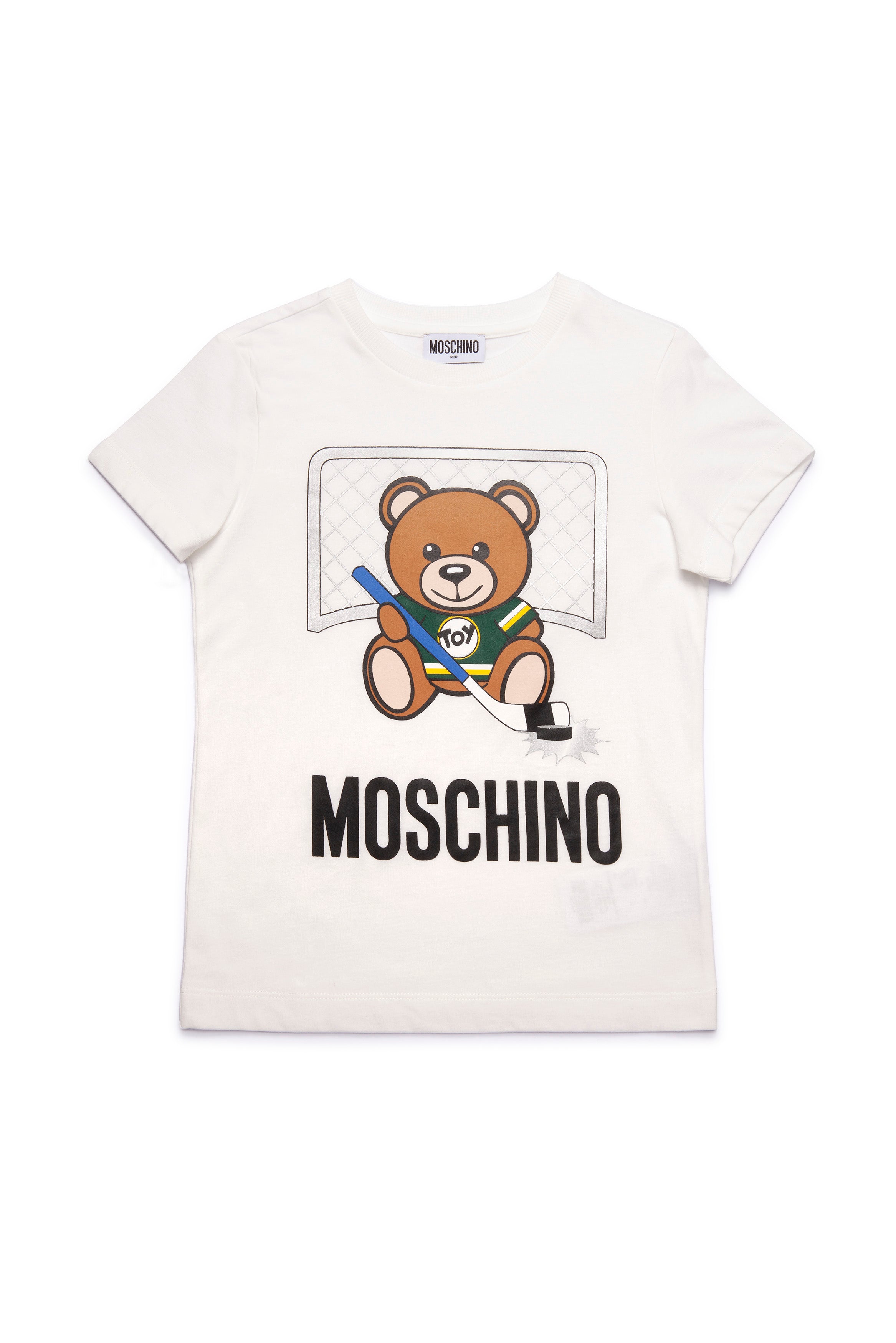 Boys White Printing Logo Cotton T-shirt