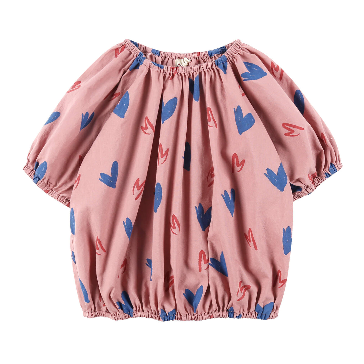 Haut en coton rose cœur pour fille