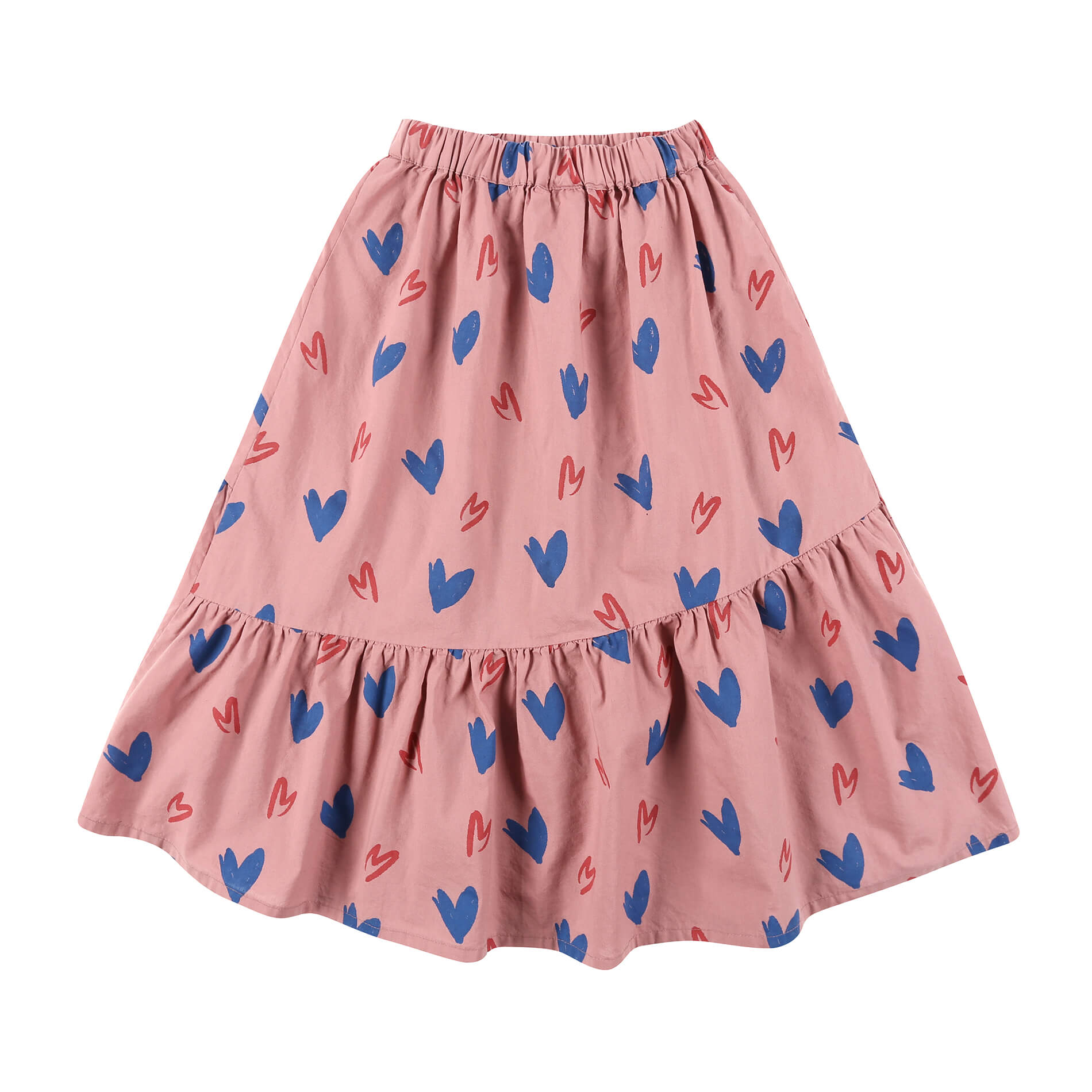 Girls Pink Heart Cotton Skirt