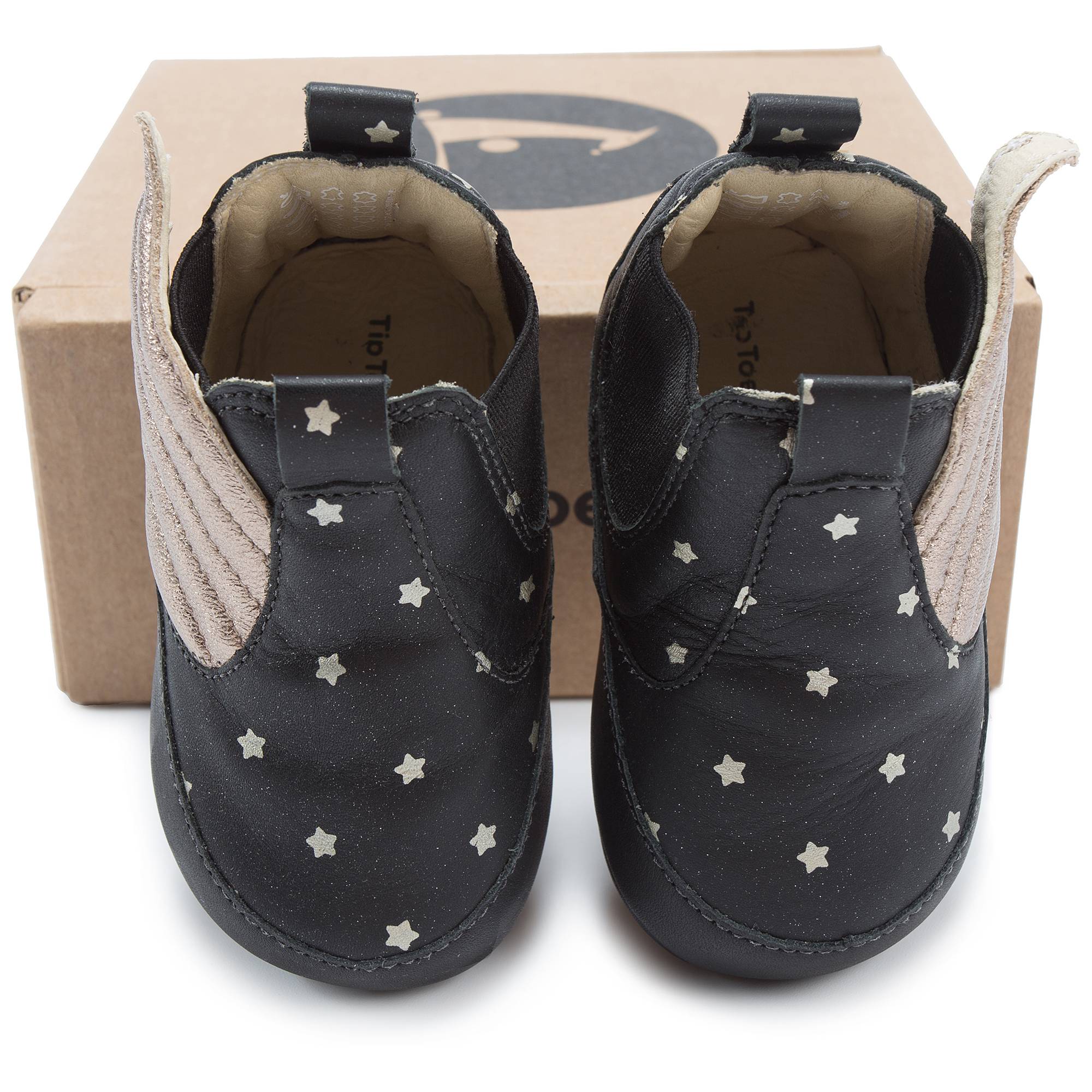 Baby Girls Black Star Leather Shoes