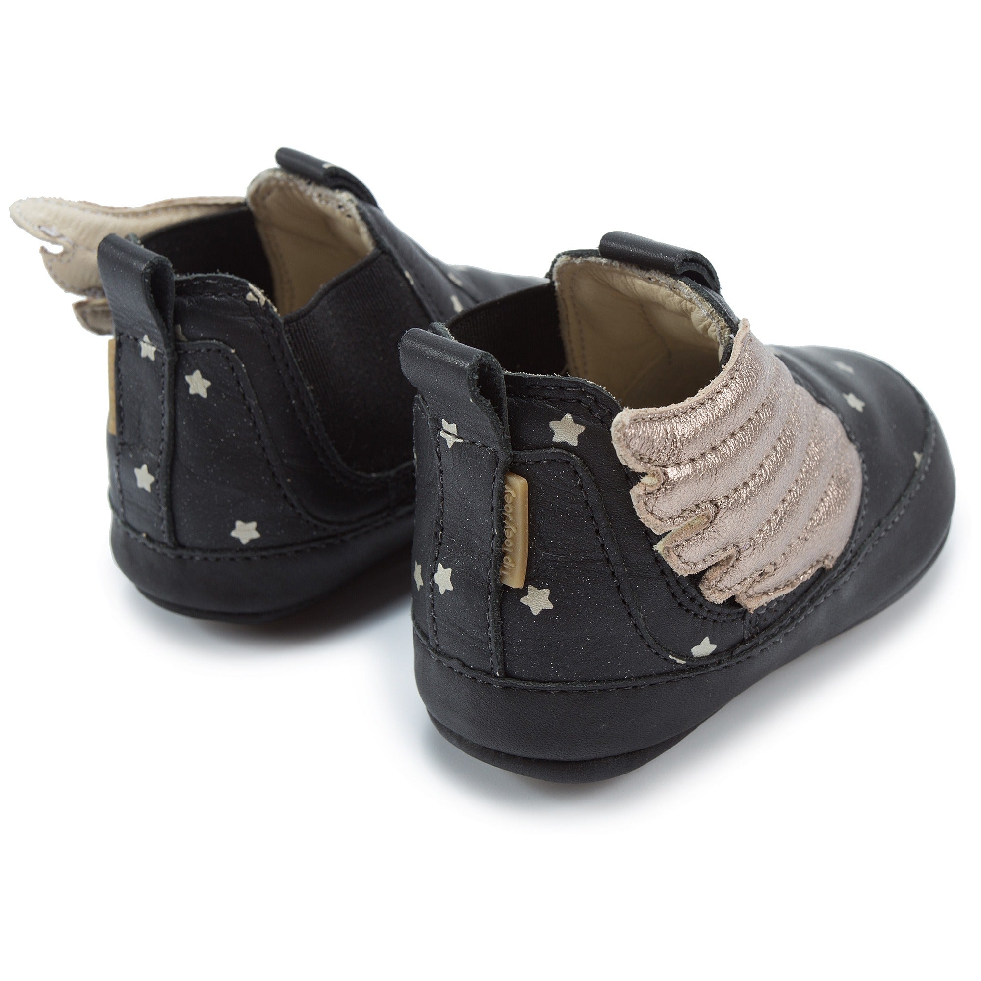 Baby Girls Black Star Leather Shoes