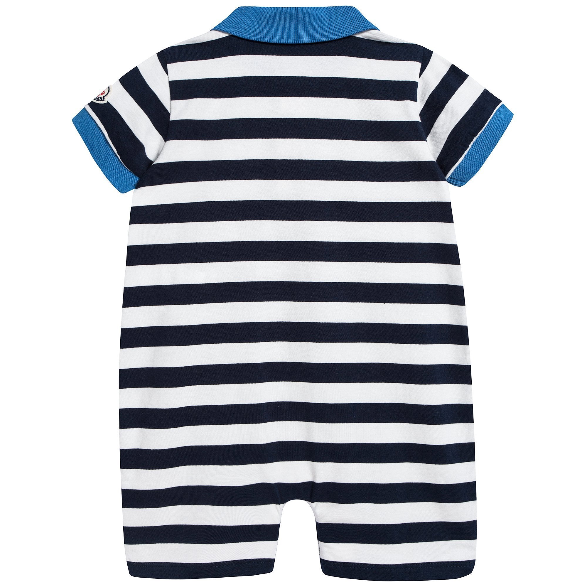 Baby Boys Blue & White Striped Babysuit