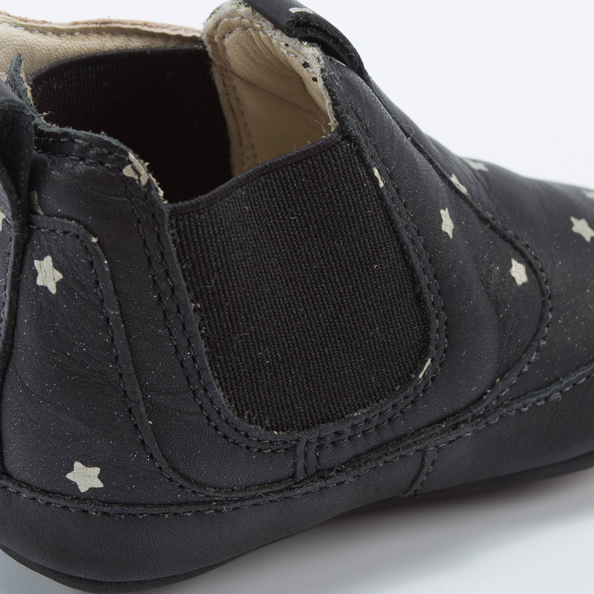 Baby Girls Black Star Leather Shoes