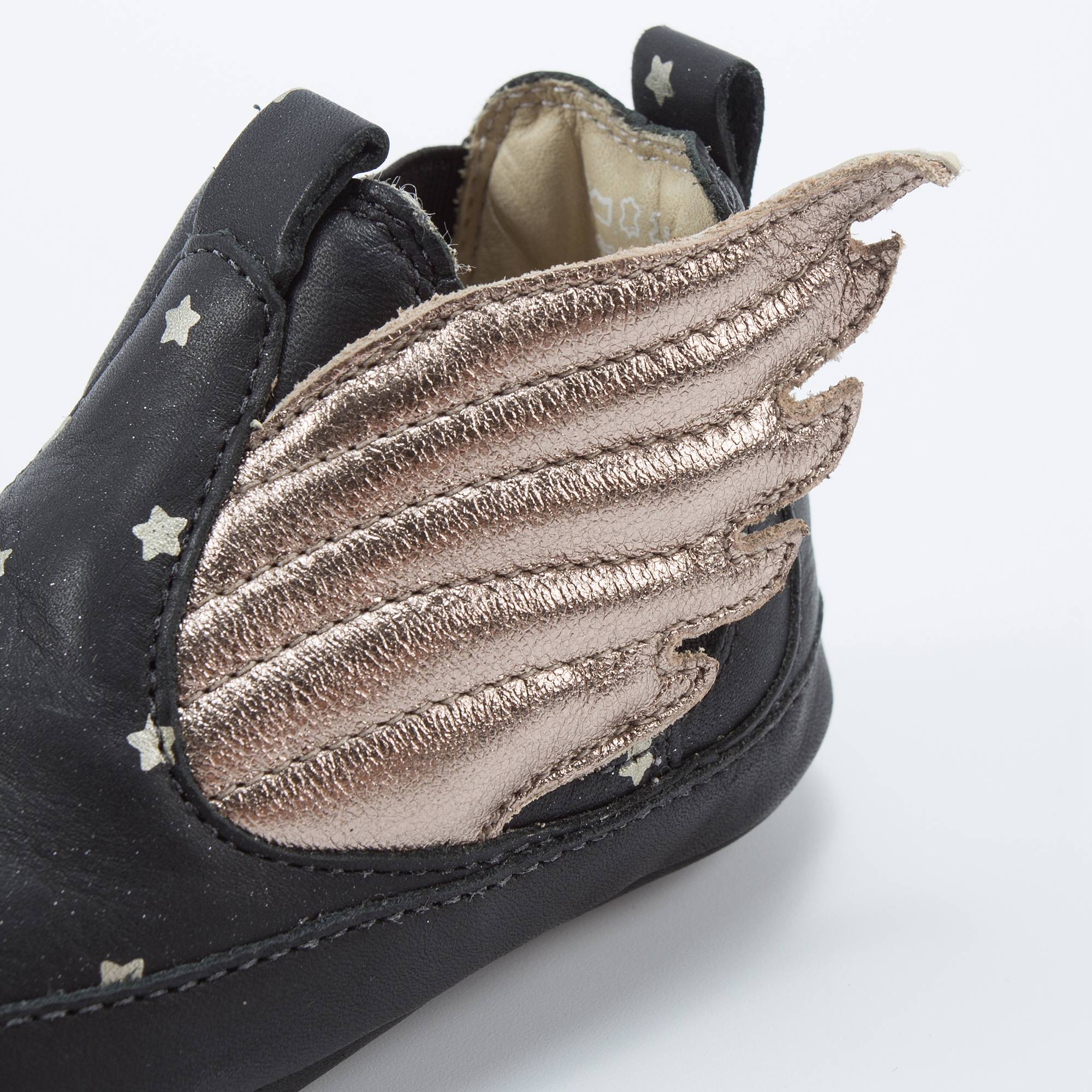 Baby Girls Black Star Leather Shoes