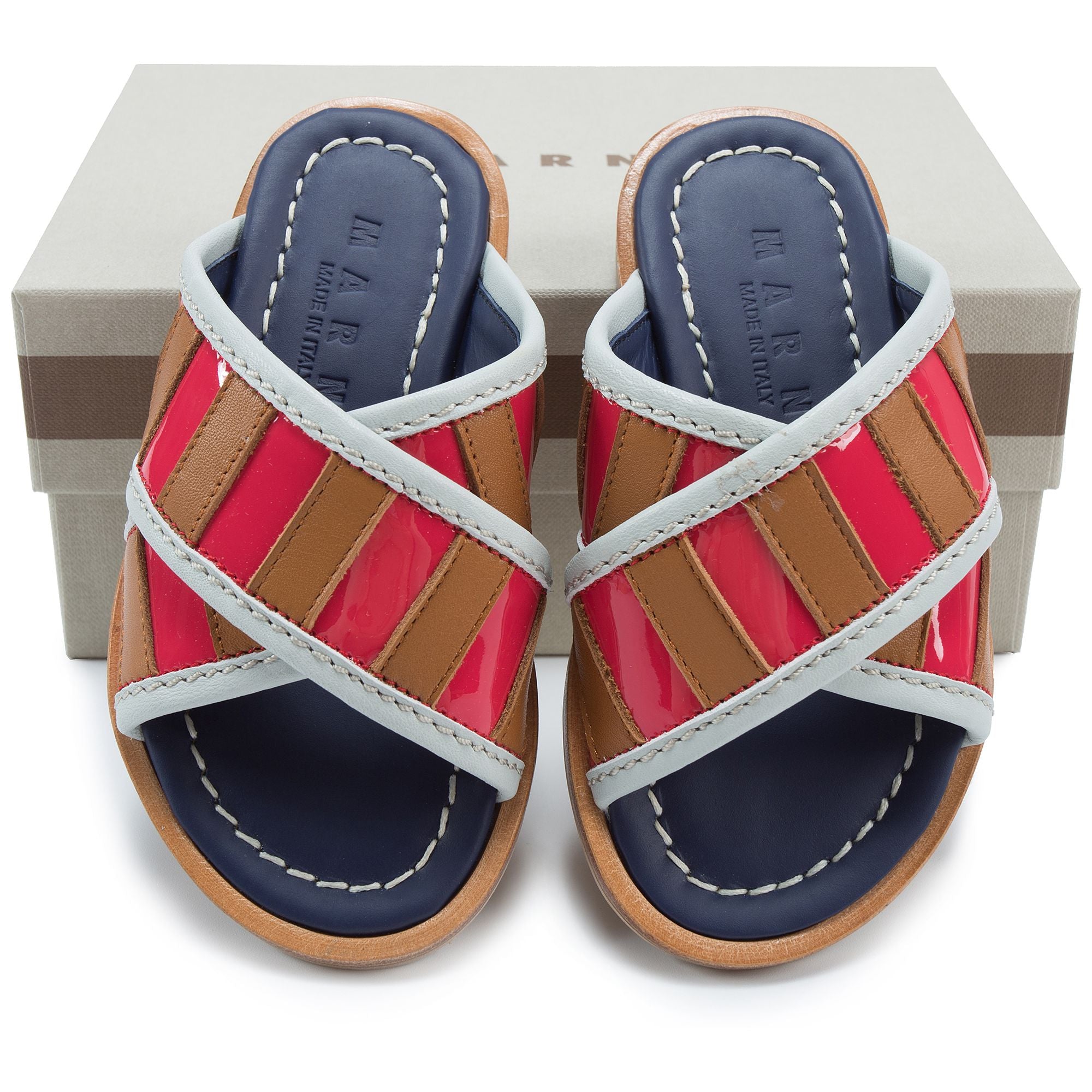 Girls Brown & Pink Leather Sandals
