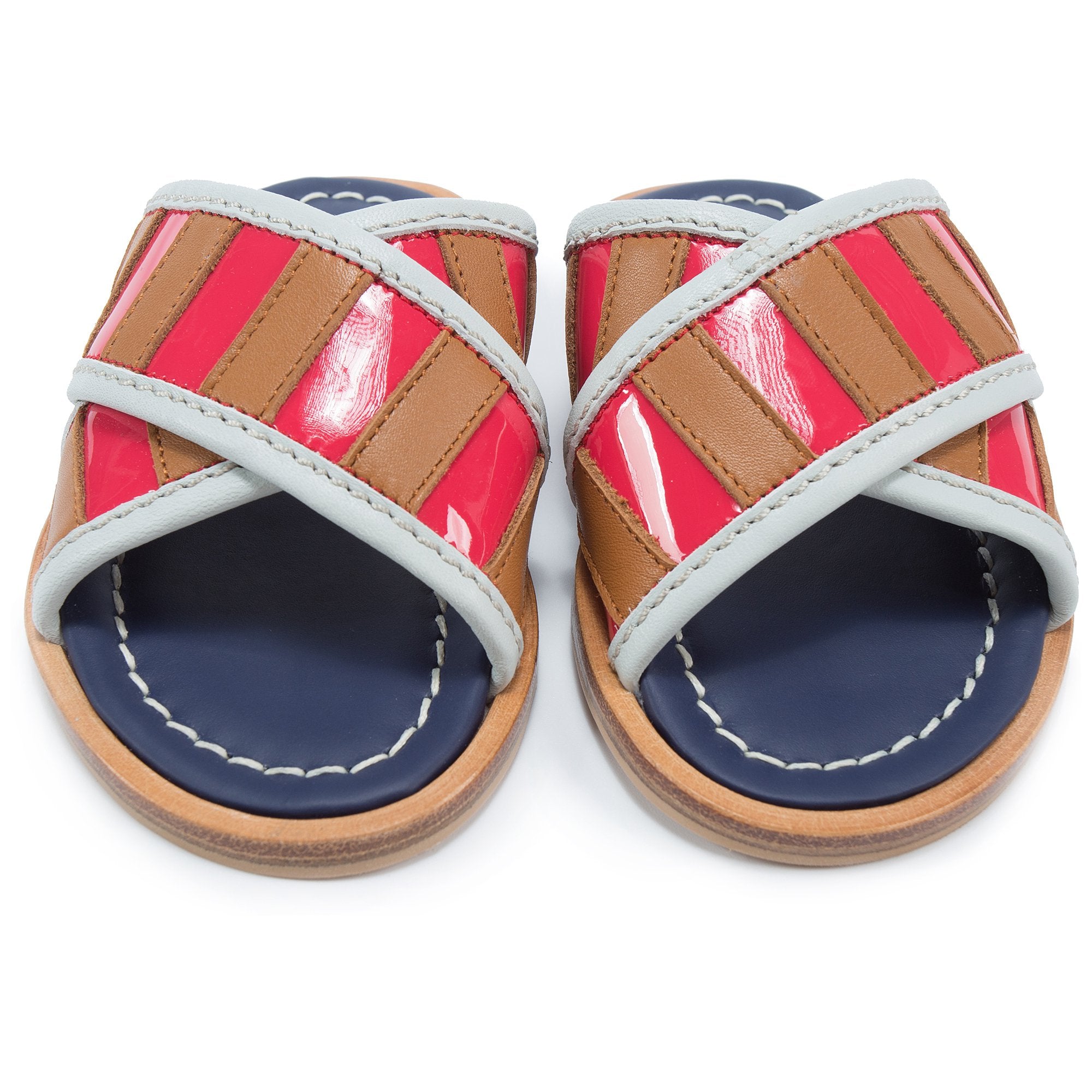 Girls Brown & Pink Leather Sandals