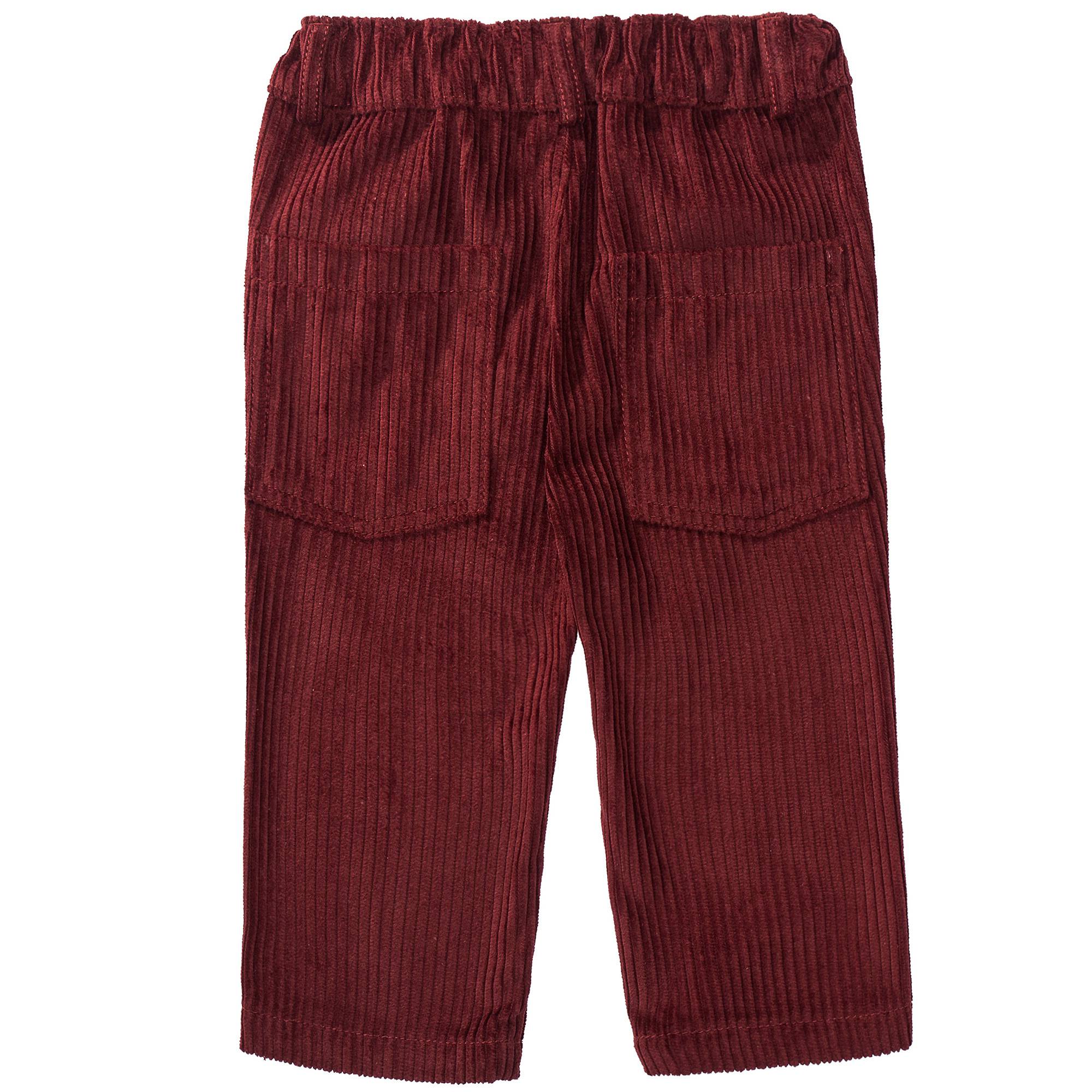 Boys Wine Red Cotton Trousers