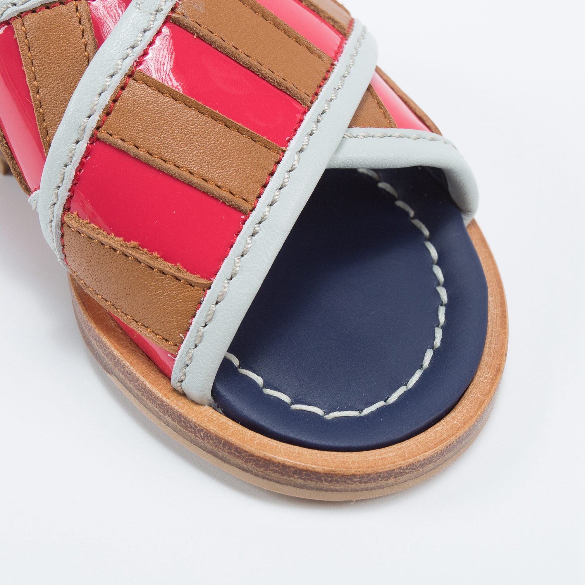 Girls Brown & Pink Leather Sandals