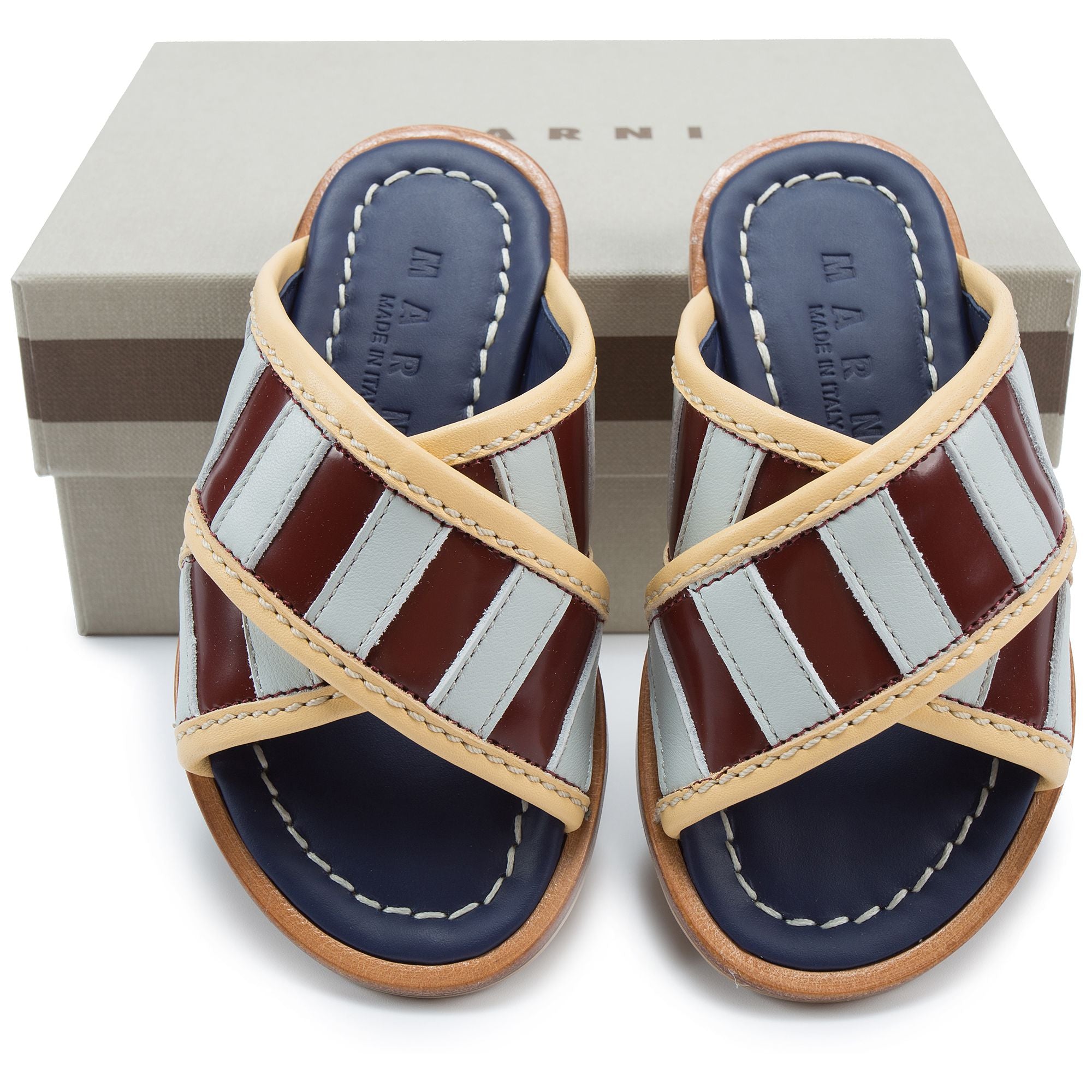 Girls Navy Leather Sandals