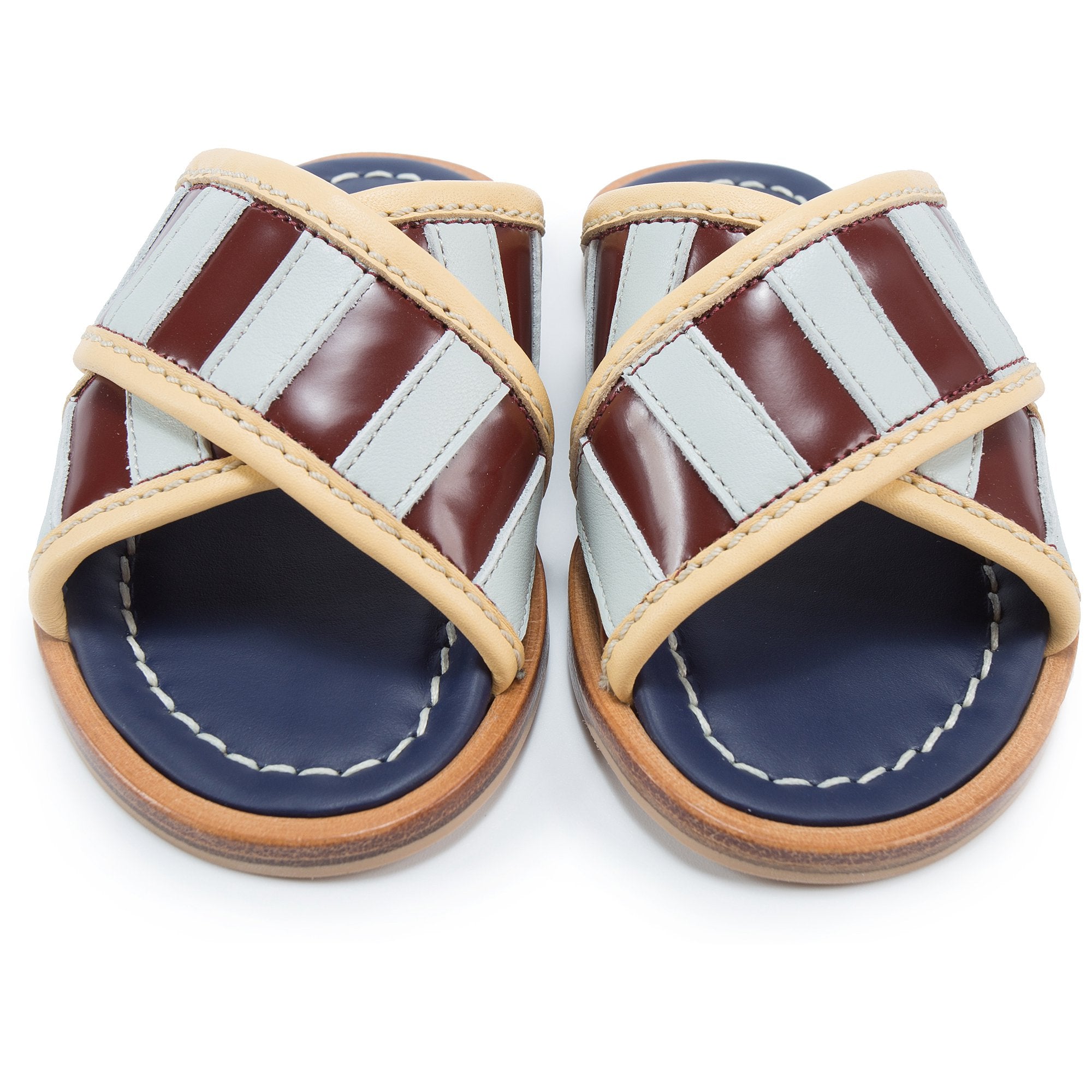 Girls Navy Leather Sandals