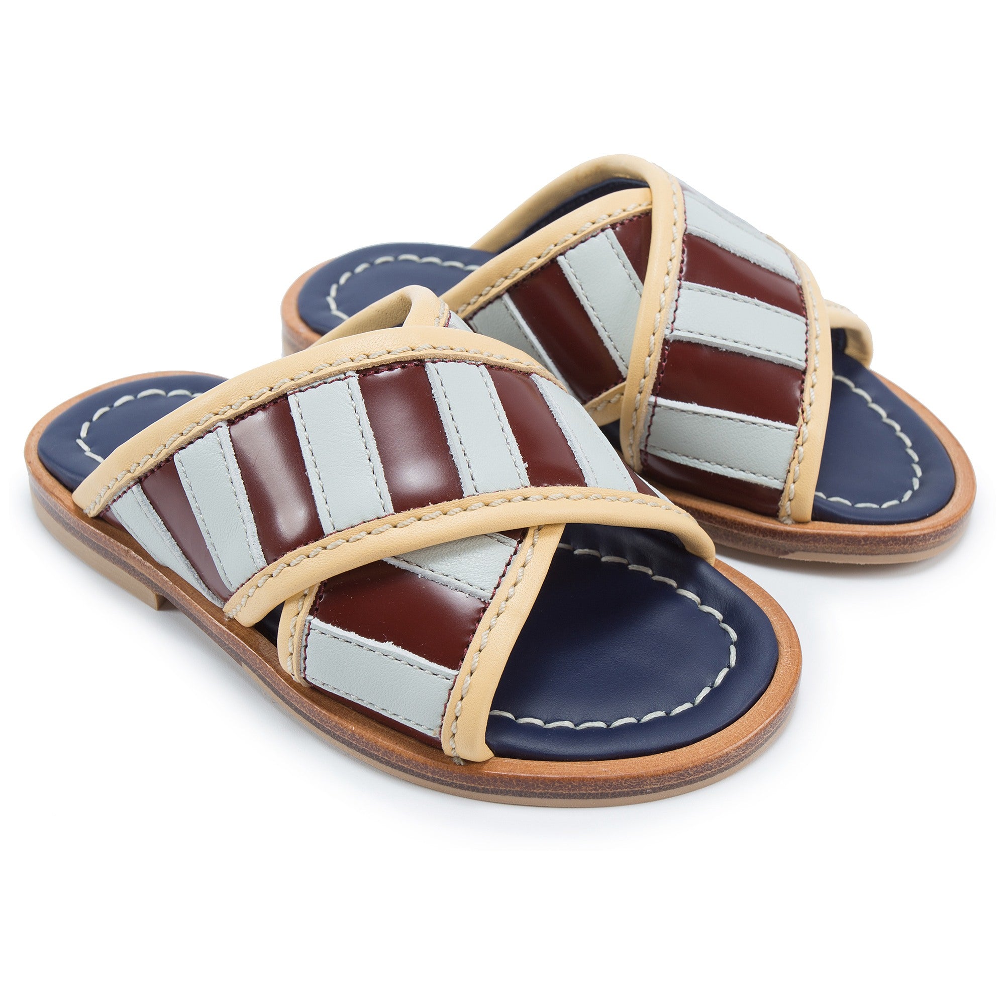 Girls Navy Leather Sandals
