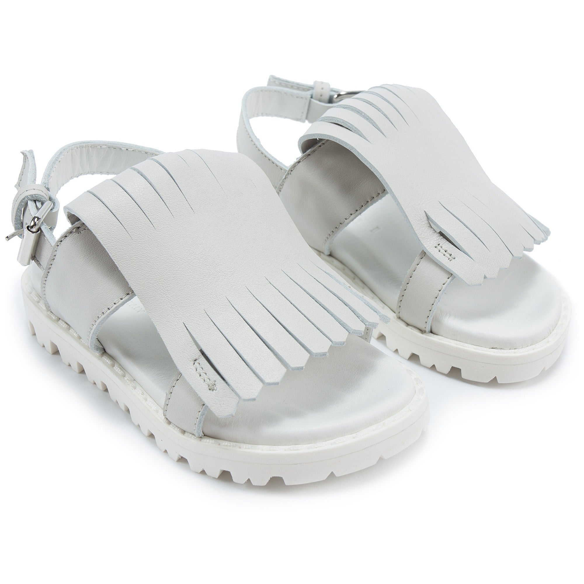 Girls White Leather Sandals