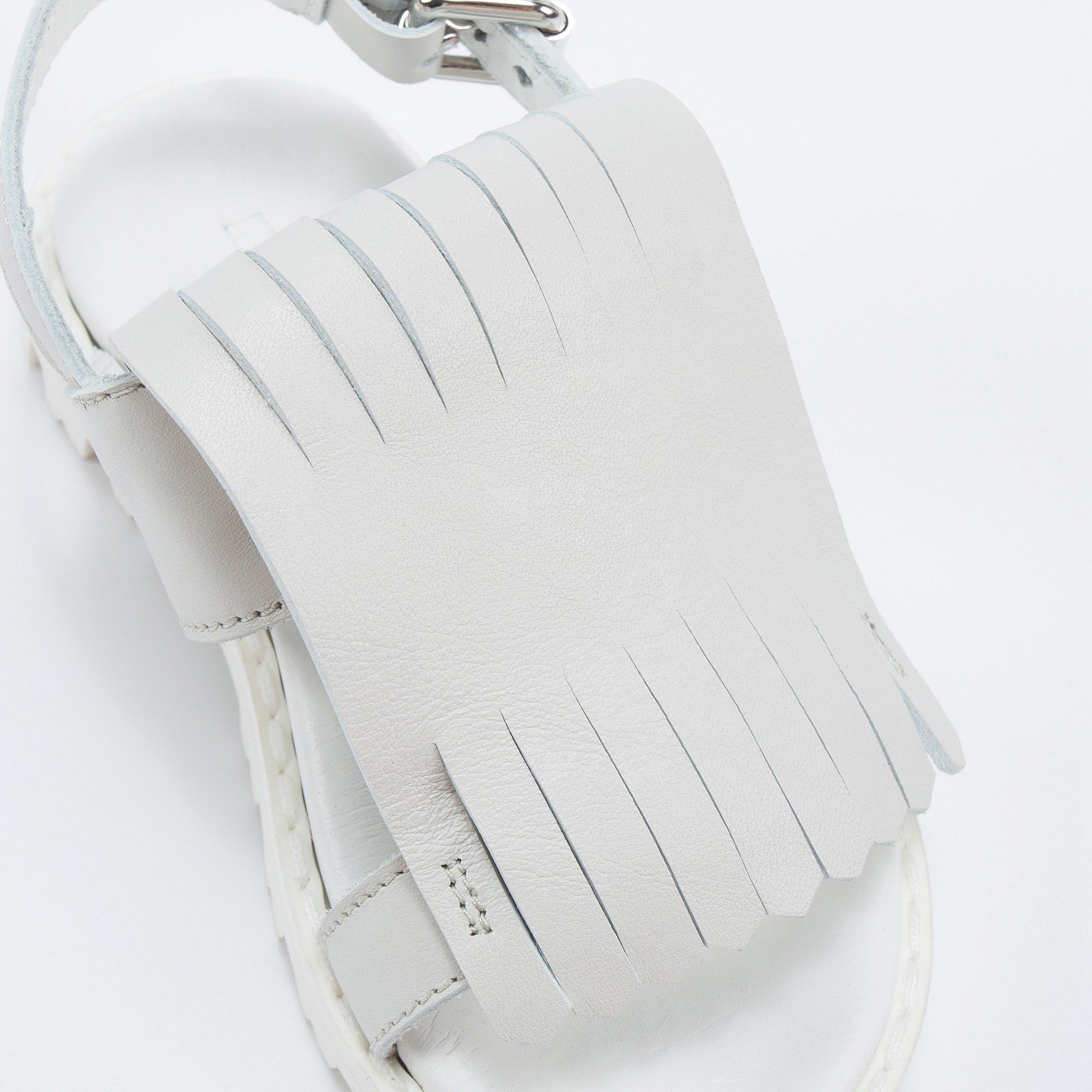 Girls White Leather Sandals