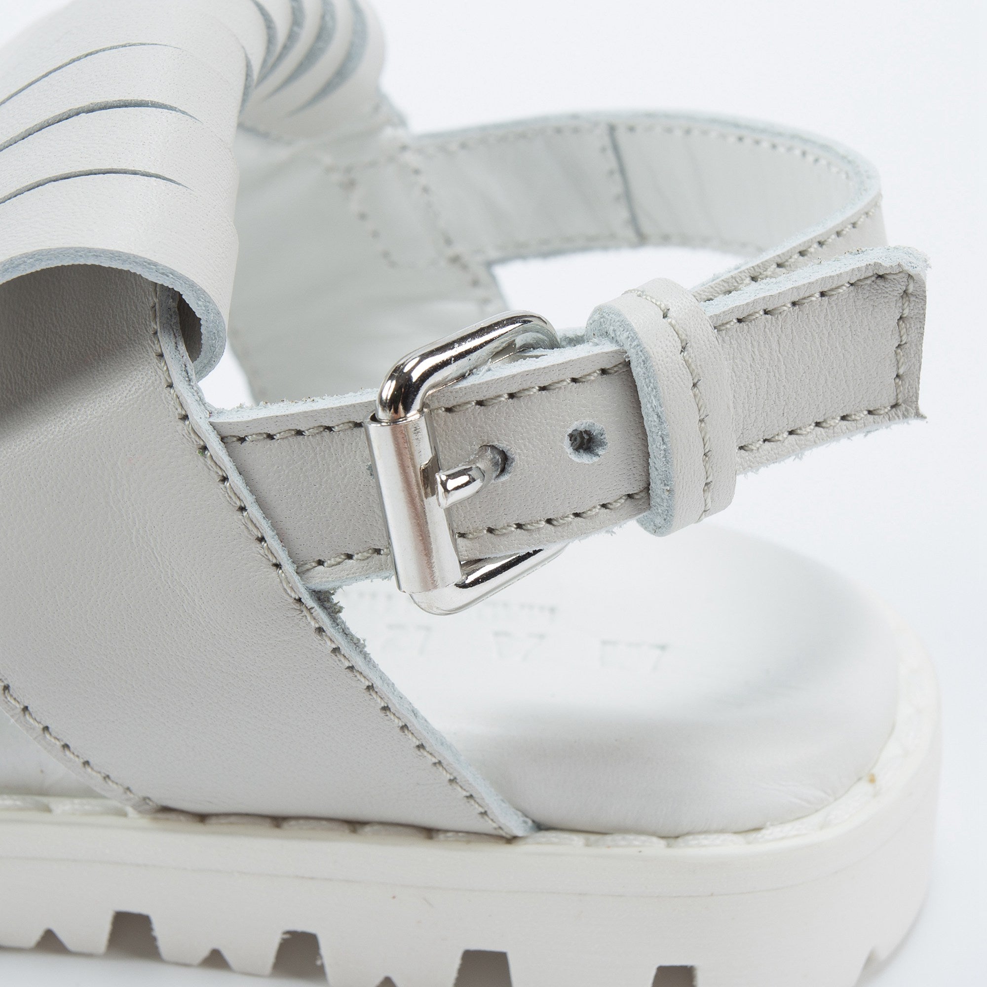 Girls White Leather Sandals