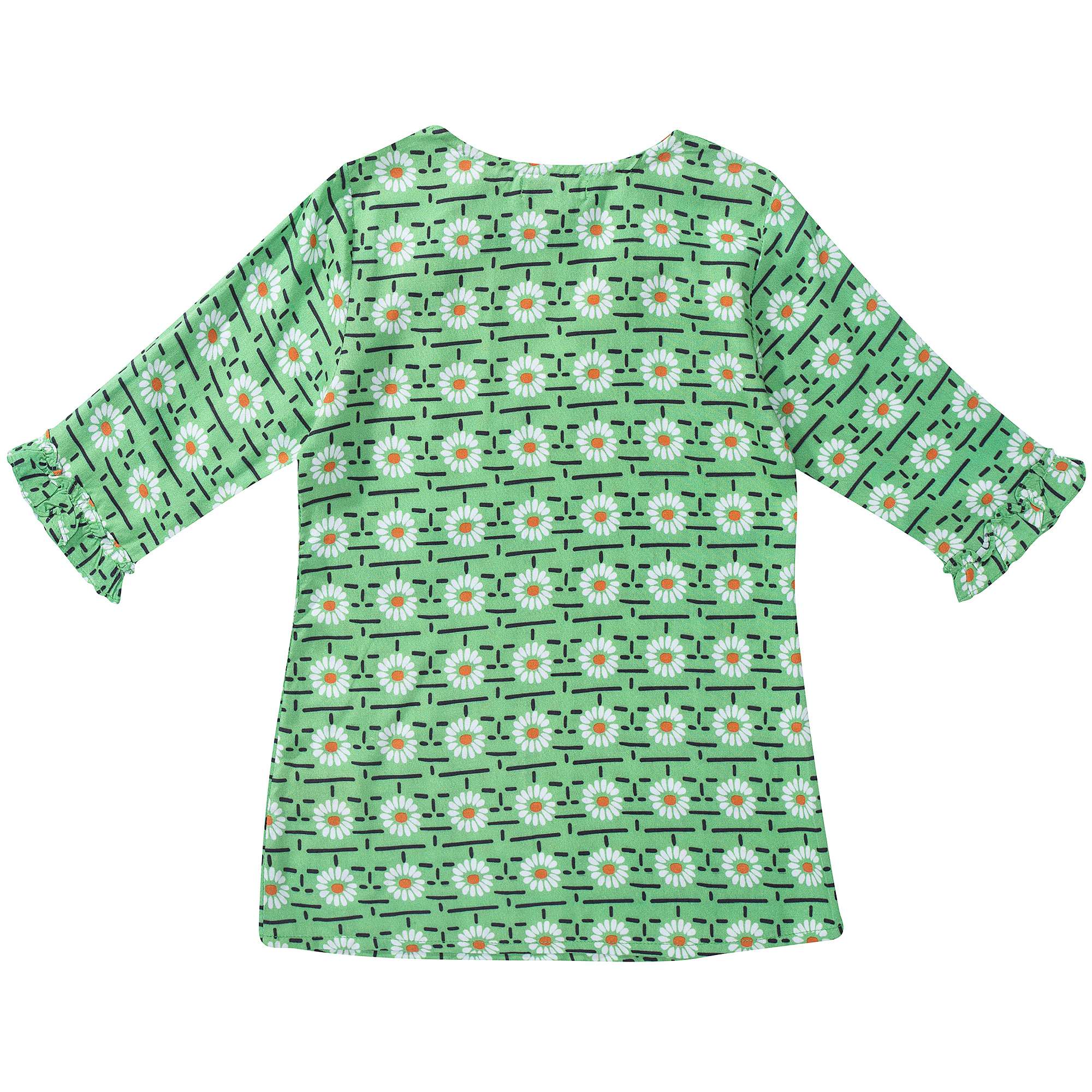 Girls Green Daisy Printed Dress