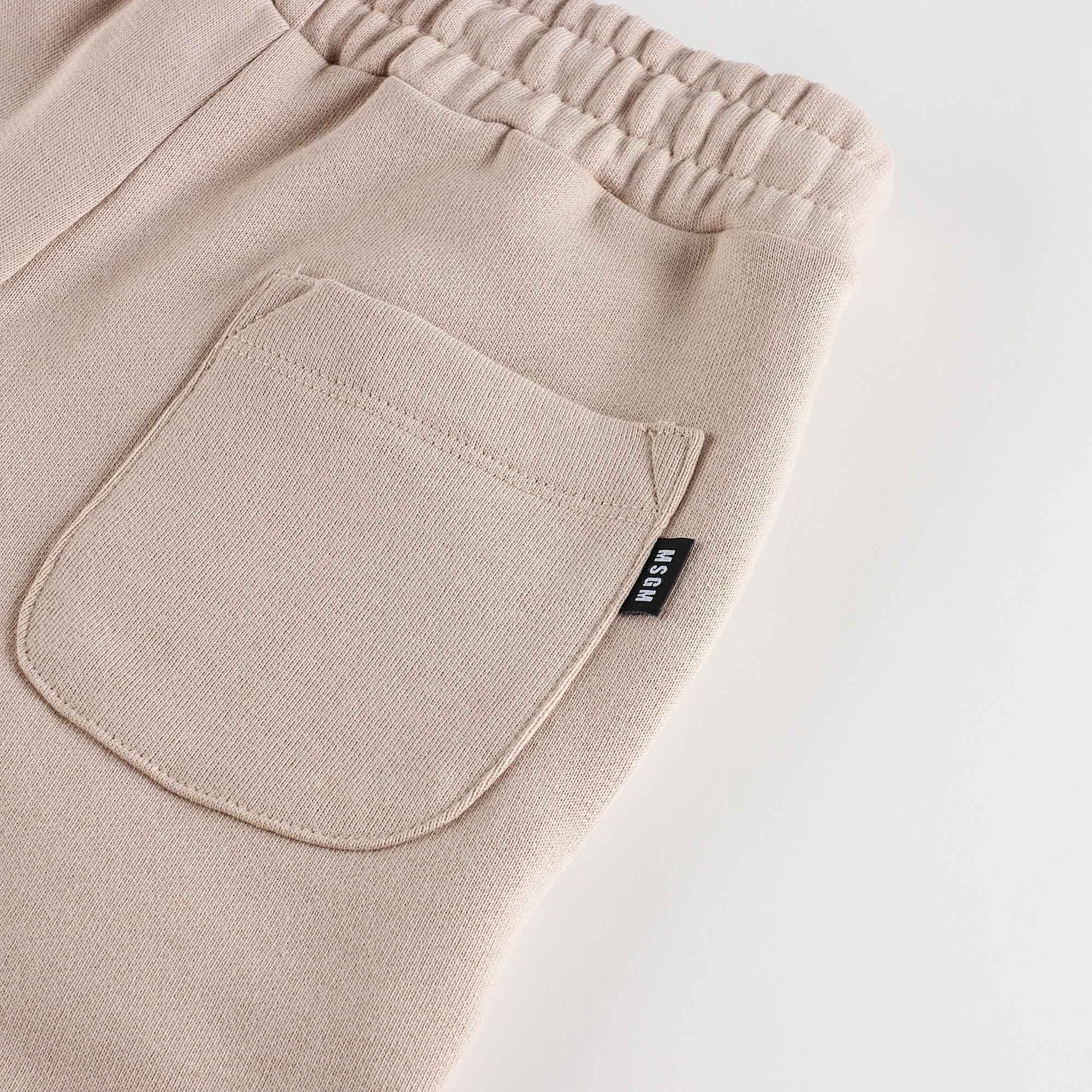 Boys & Girls Beige Logo Cotton Trousers