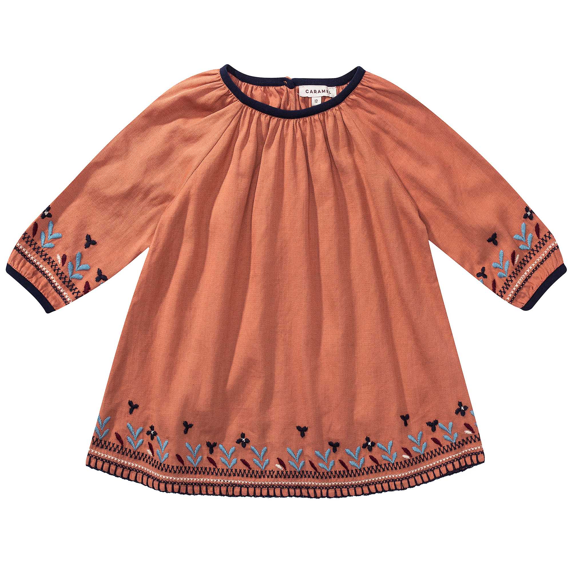 Baby Girls Orange Embroidered Dress