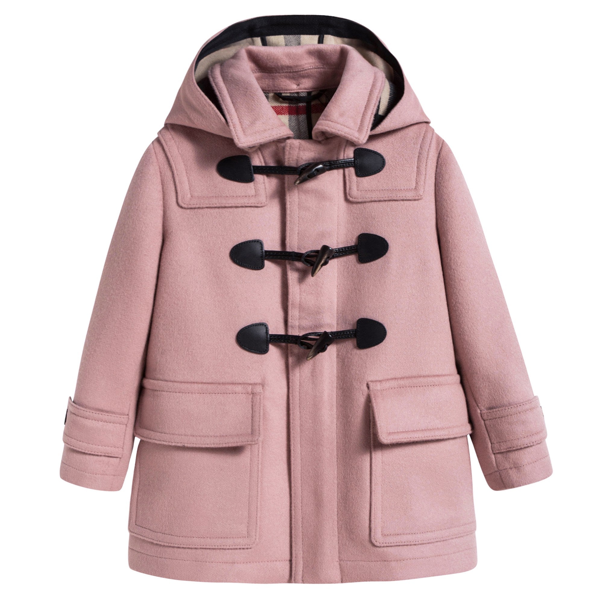Girls Pale Pink Wool Duffle Coat