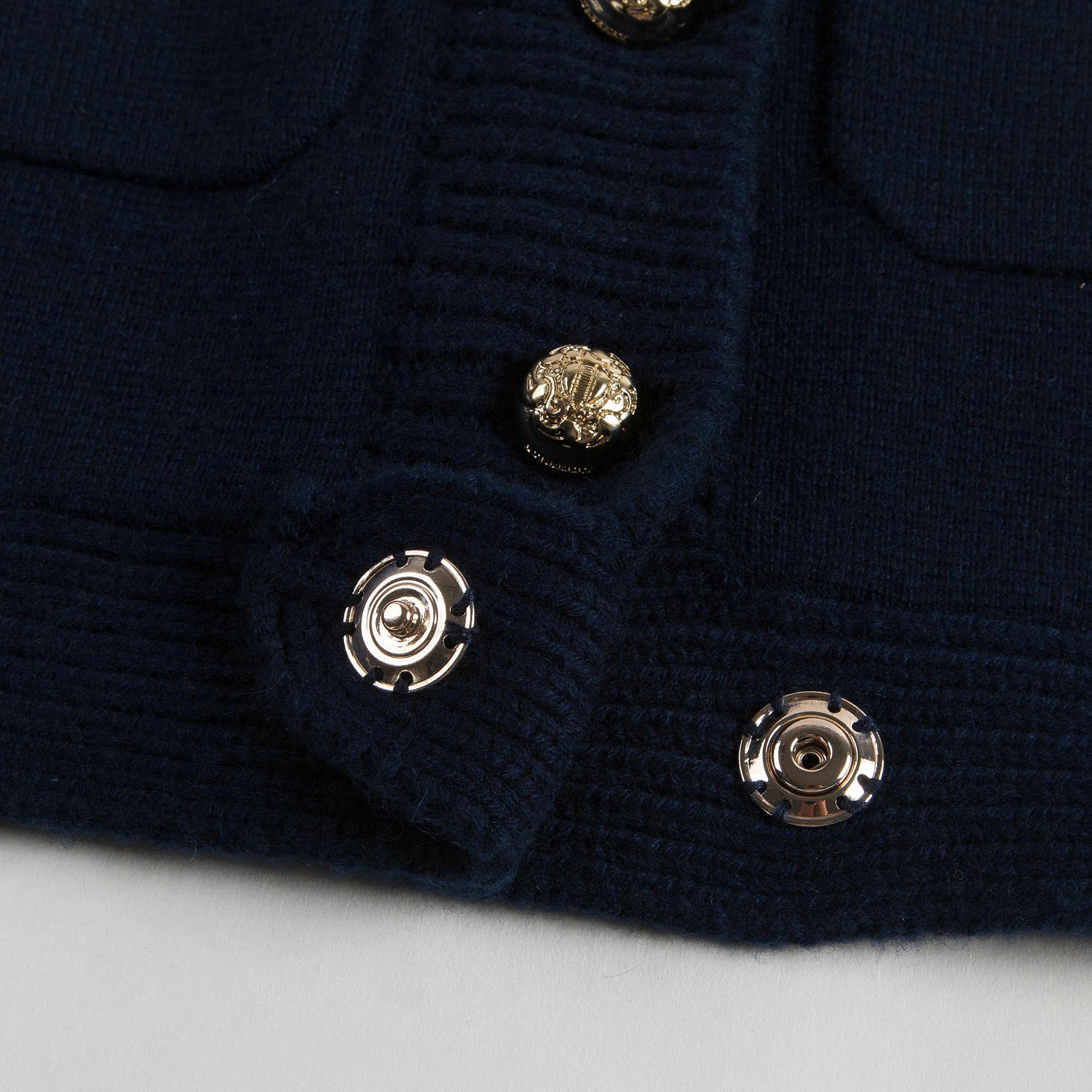 Girls Navy Blue Knitted Wool Cardigan - CÉMAROSE | Children's Fashion Store - 4