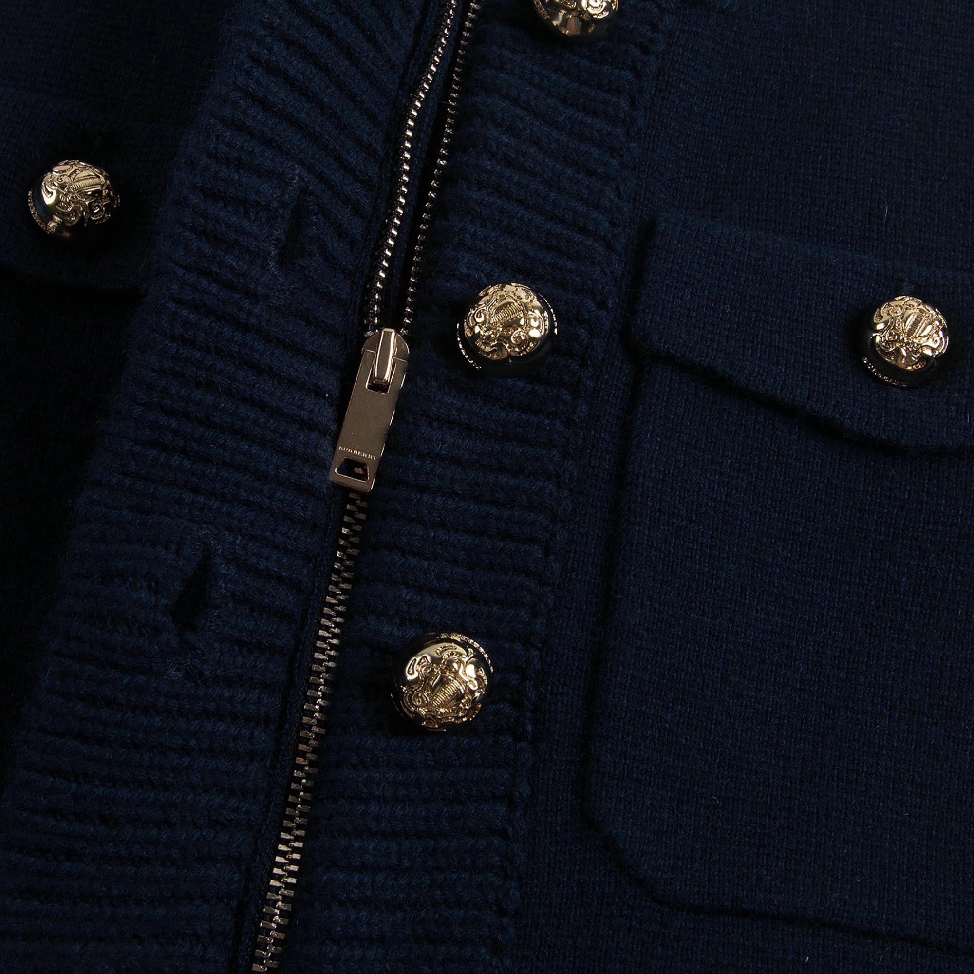 Girls Navy Blue Knitted Wool Cardigan - CÉMAROSE | Children's Fashion Store - 6
