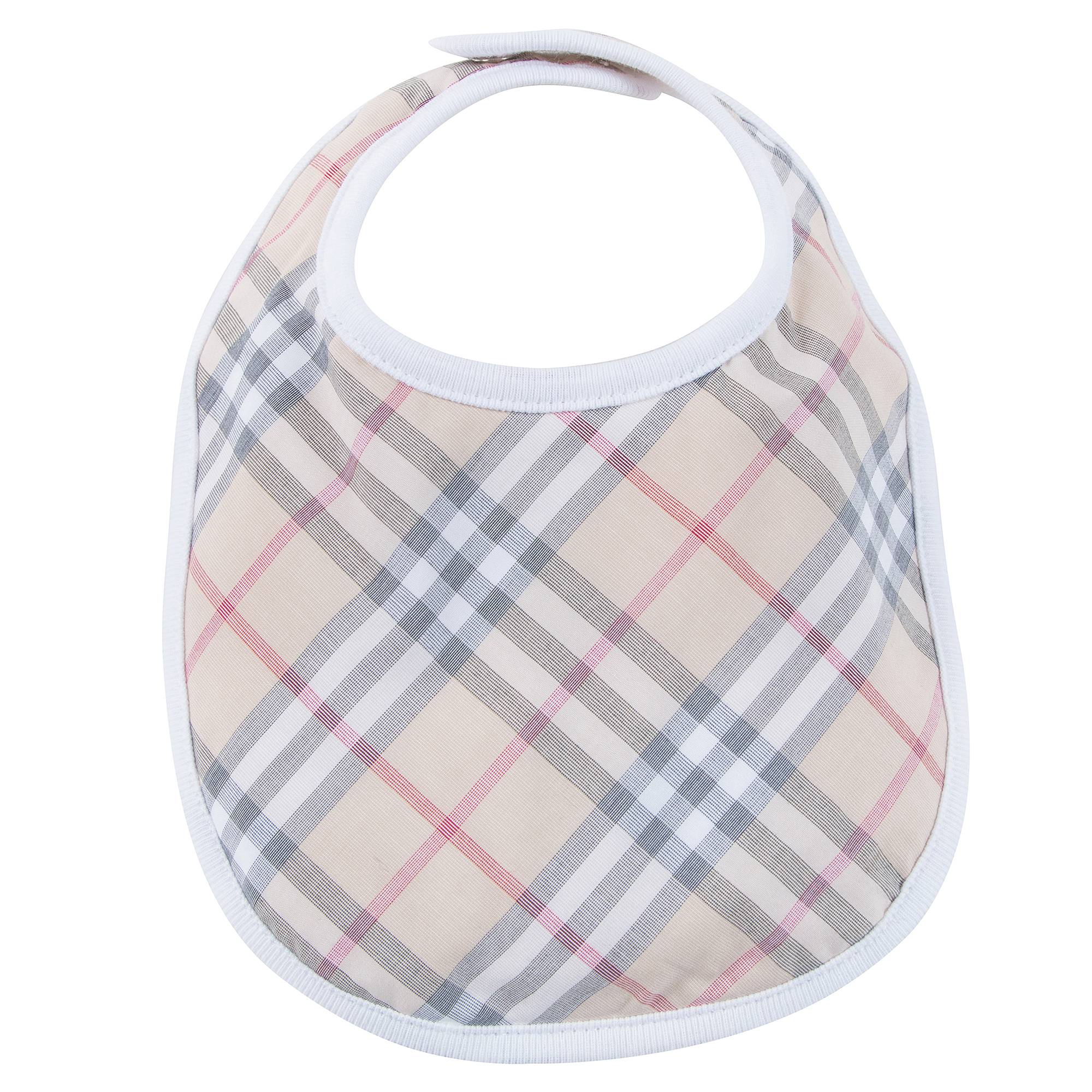 Baby  White  Pale Classic  Check   Cotton  Three-piece Gift Set