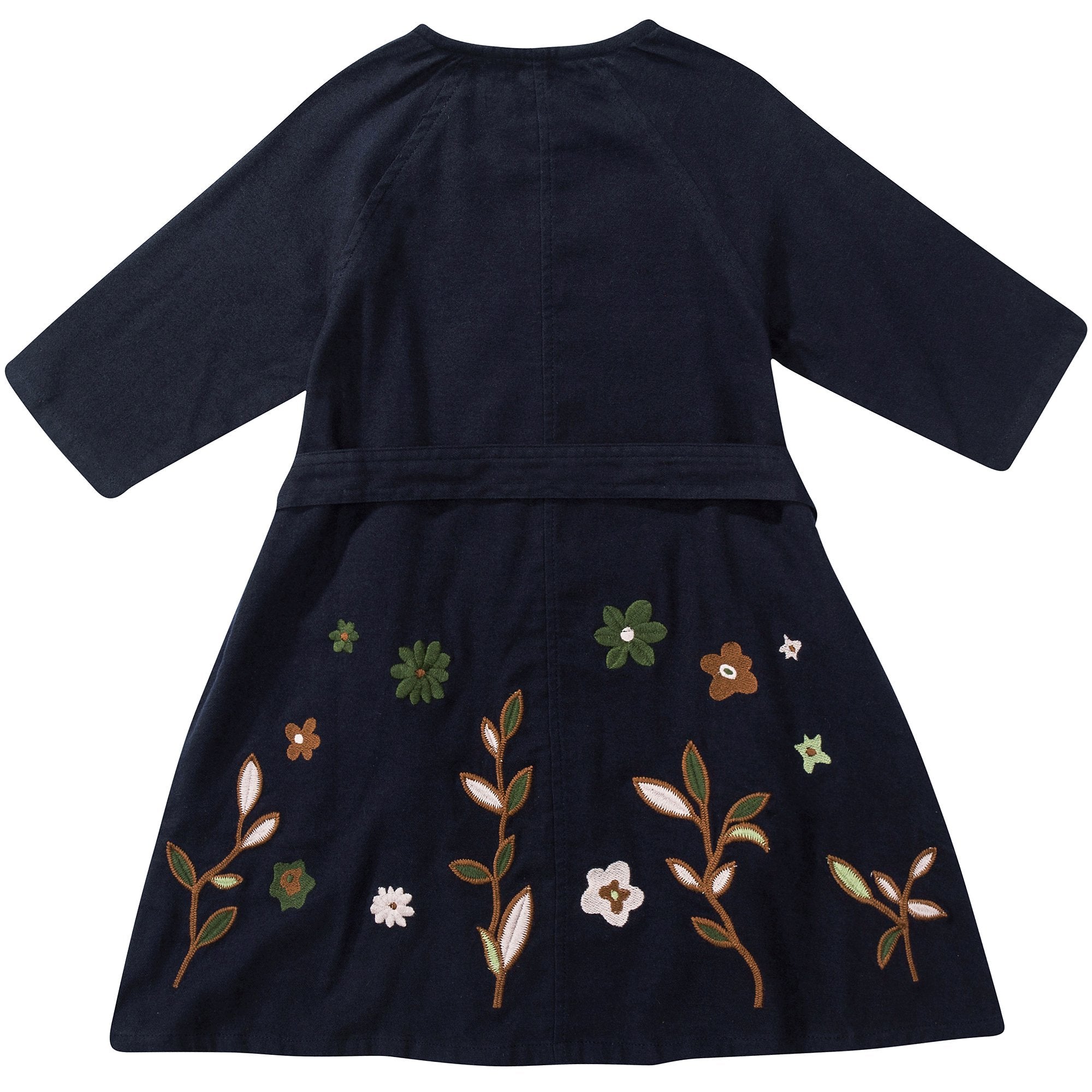 Girls Navy Blue Embroidered Dress