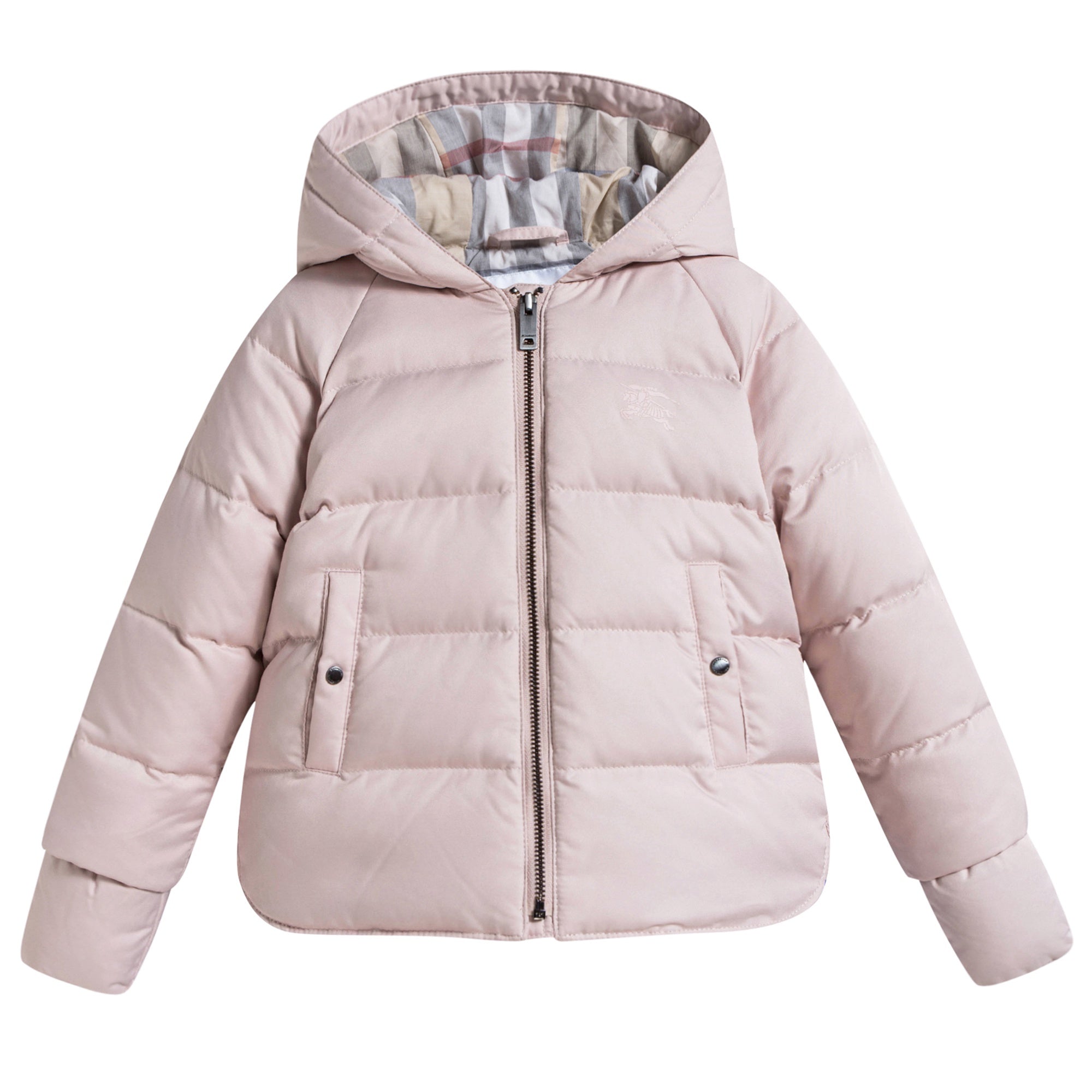 Baby Girls Pink Down Padded Jacket With Gloves