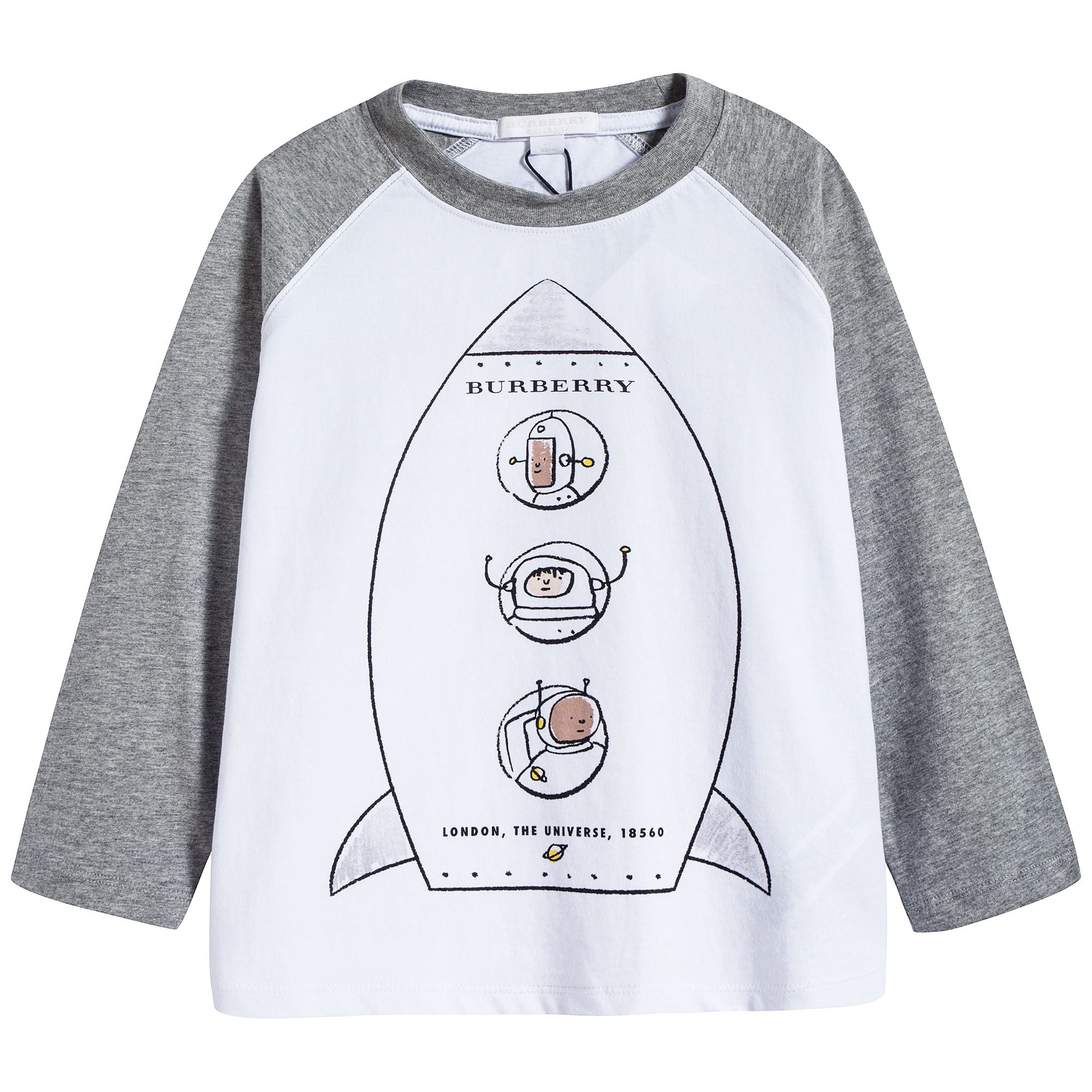 Boys White & Grey Cotton T-shirt