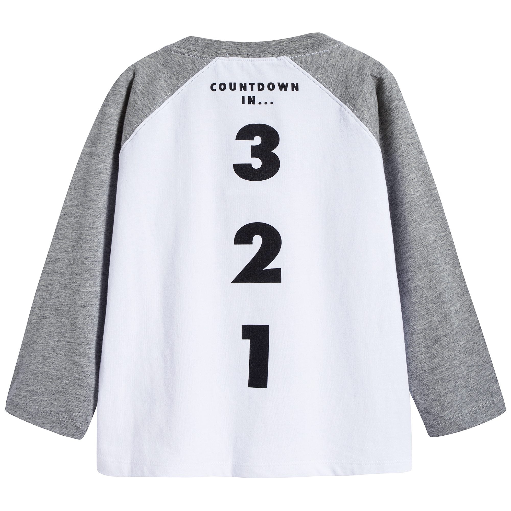 Boys White & Grey Cotton T-shirt