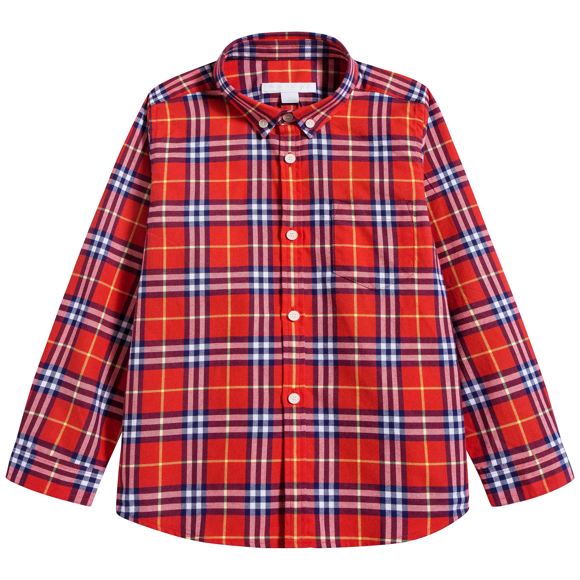 Boys Orange Red Check Cotton Polo Shirt