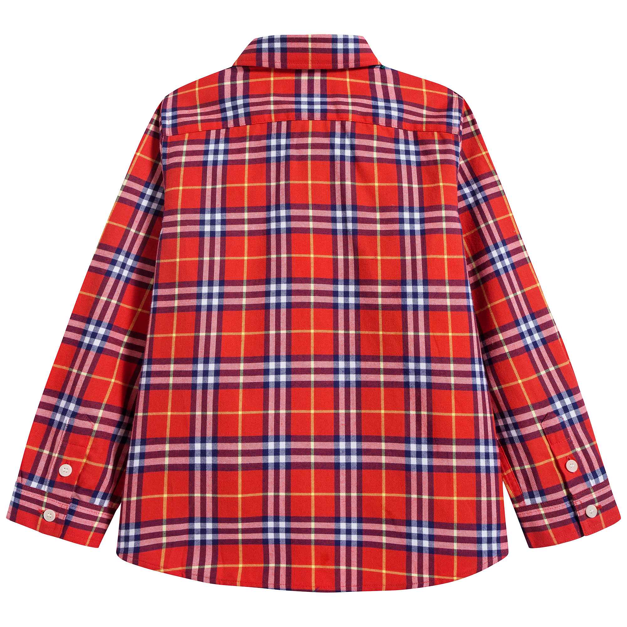 Boys Orange Red Check Cotton Polo Shirt