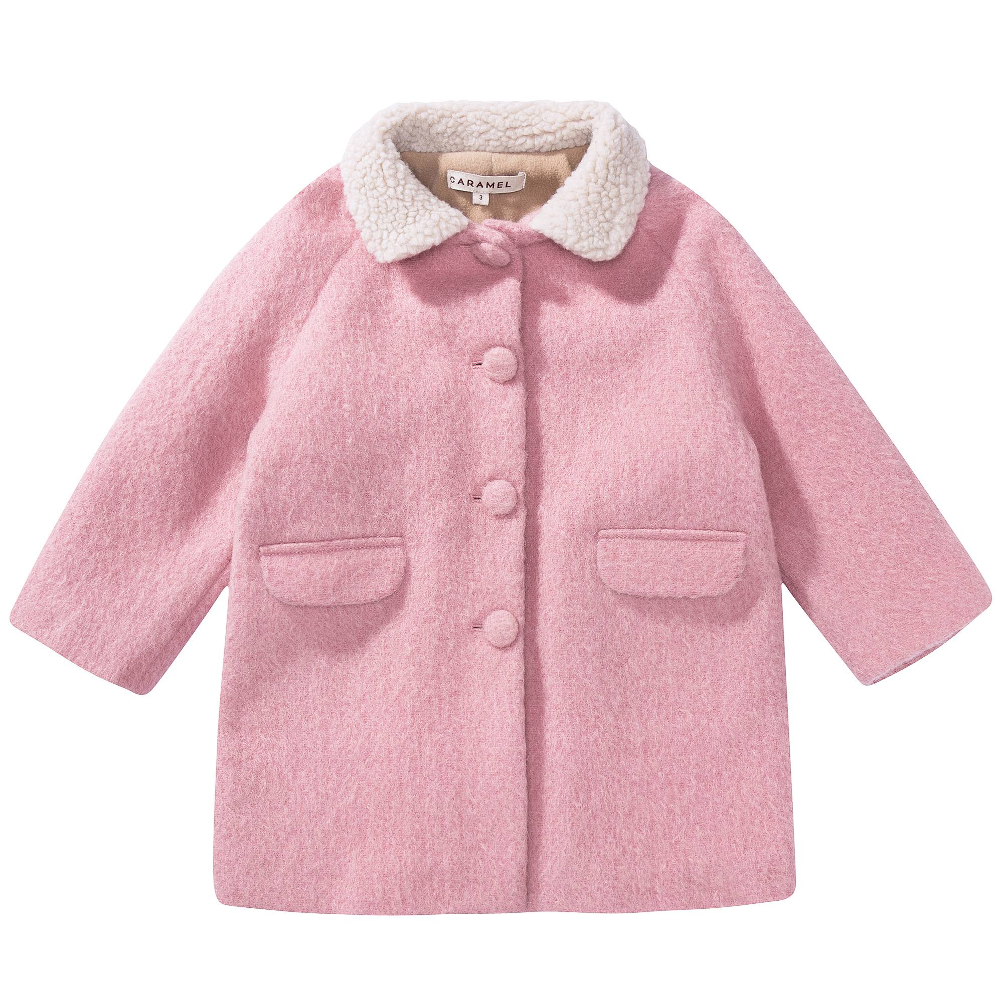 Girls Pale Pink Woven Coat