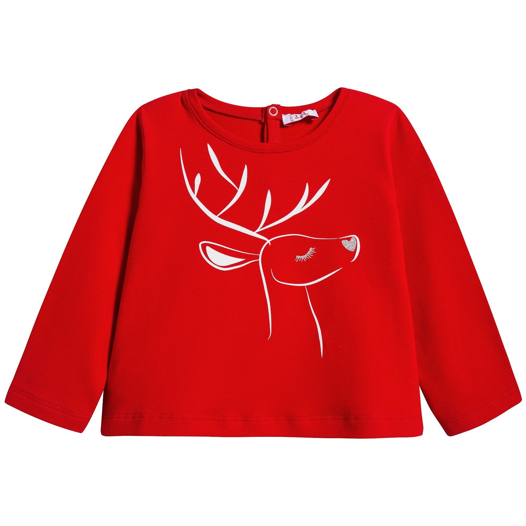 Girls Lava Red & Solver Cotton T-shirt