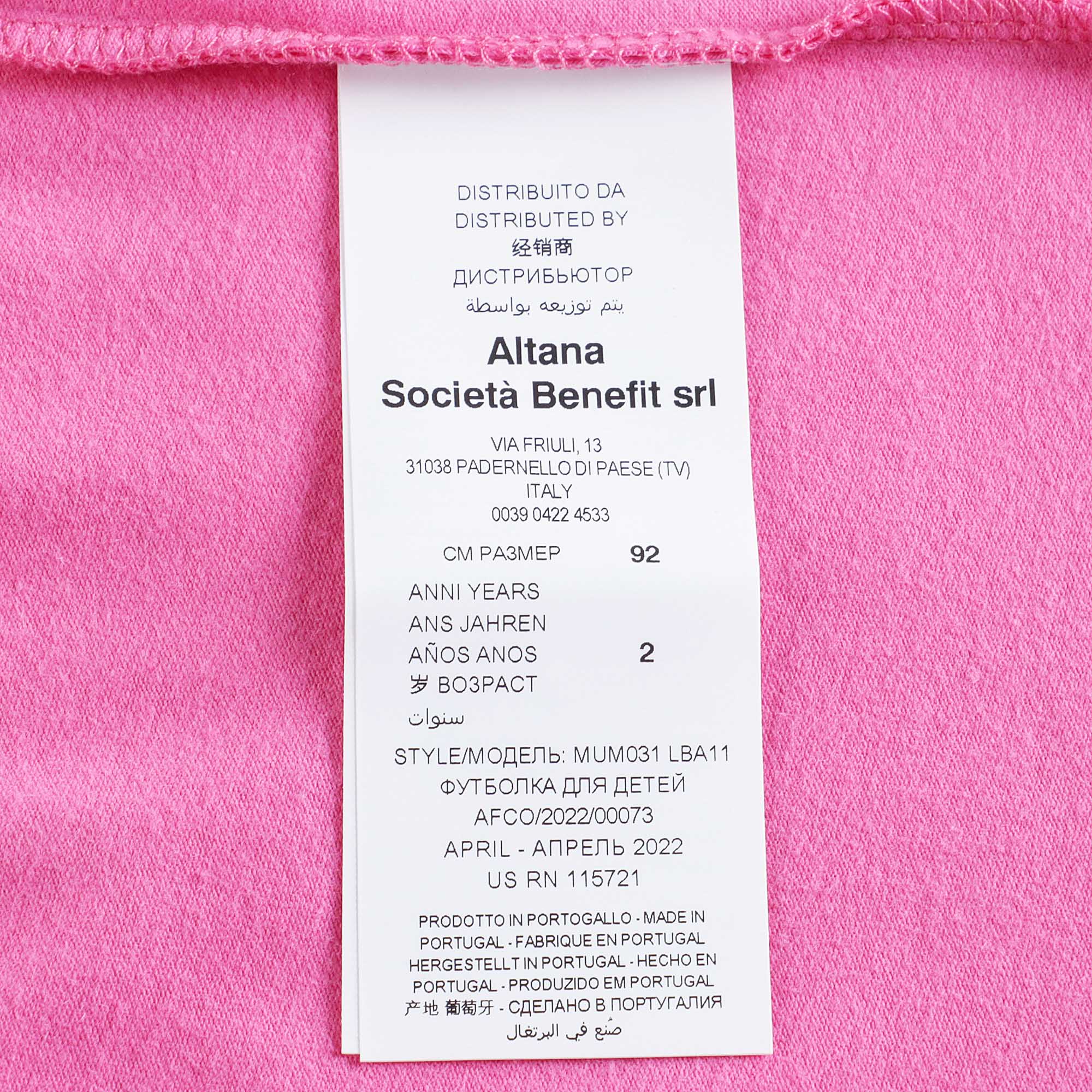 Baby Boys & Girls Fuschia Bear Cotton T-Shirt