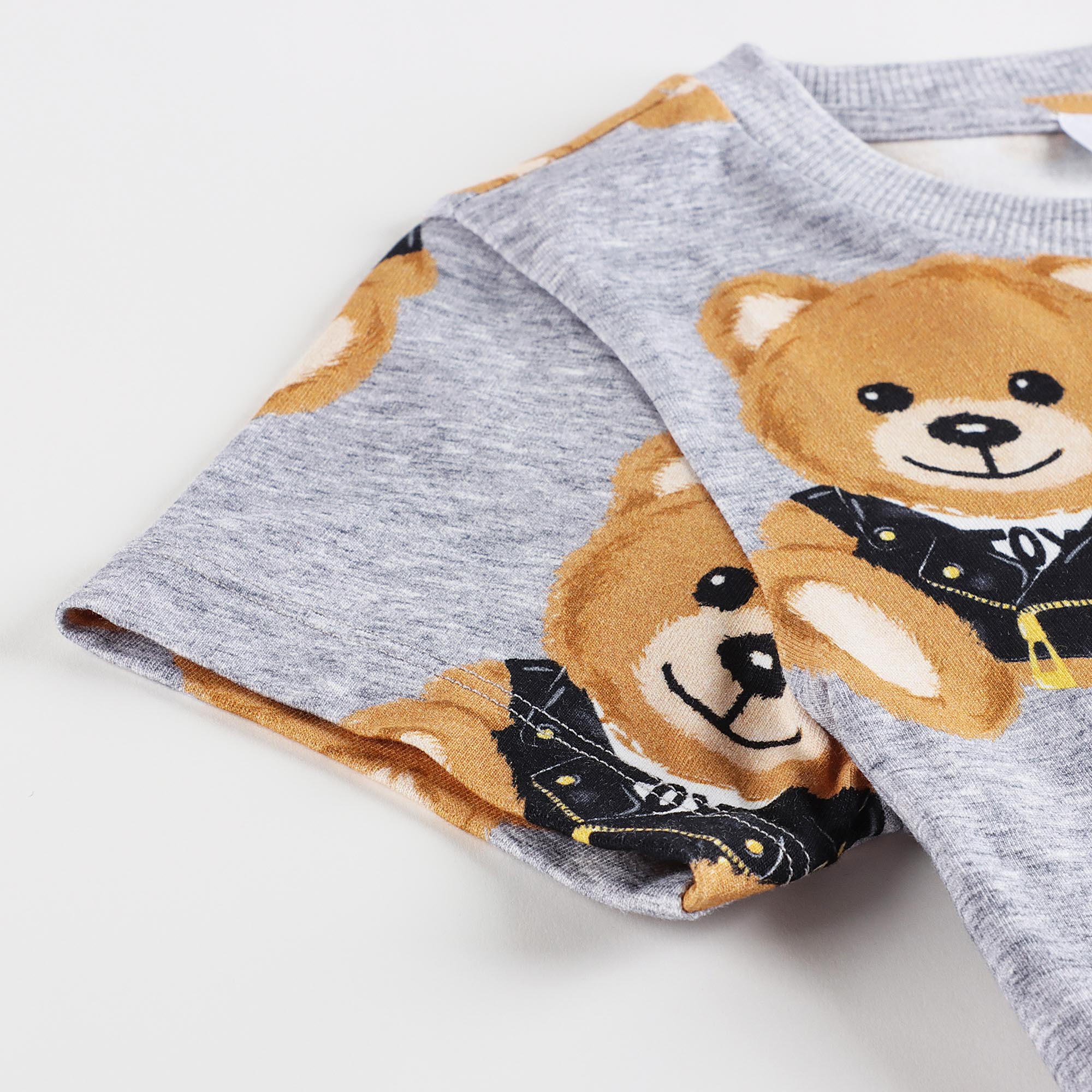 Boys & Girls Grey Printed Cotton T-Shirt